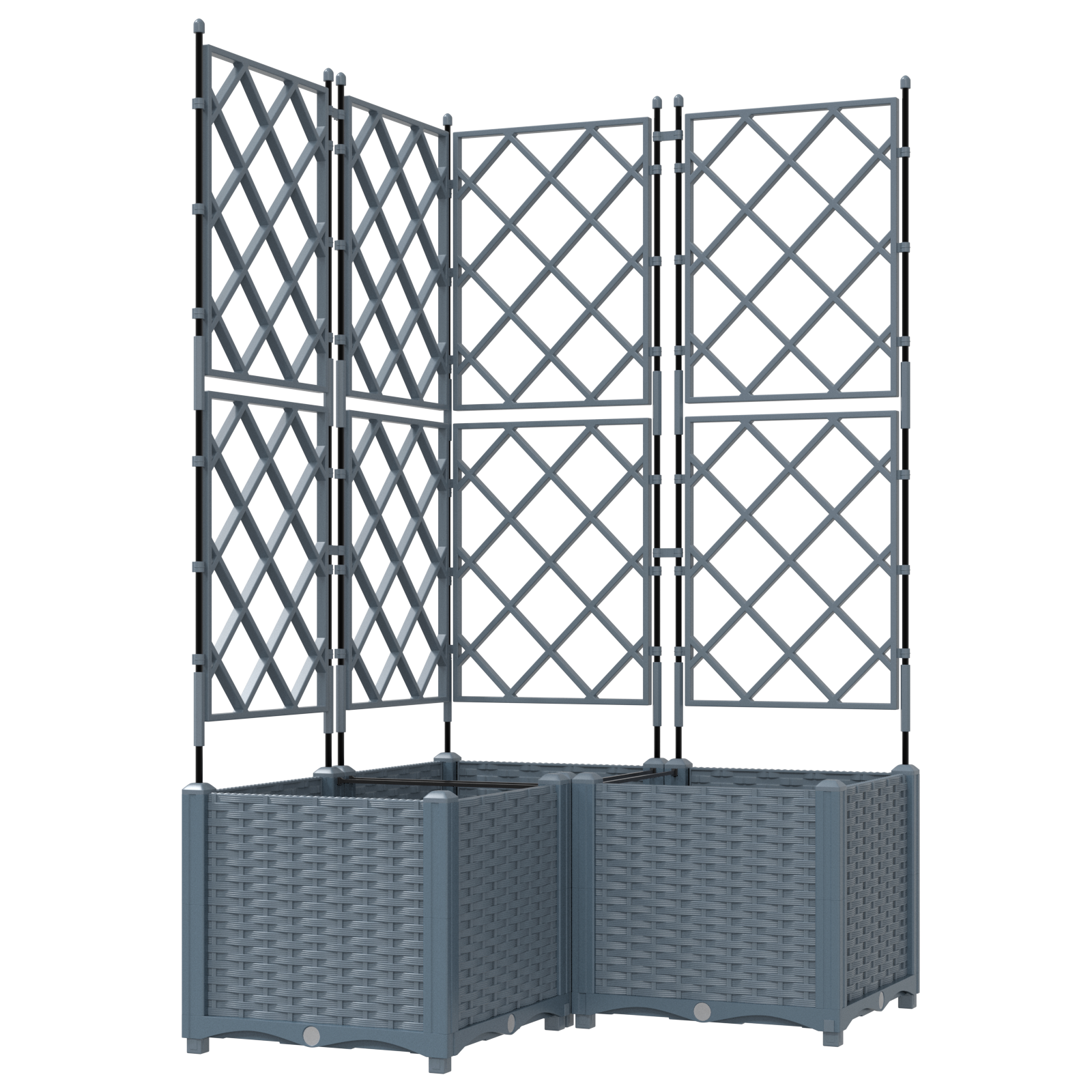 Garden Planter with Trellis 3 pcs Light Grey 80x80x143 cm - Image 2