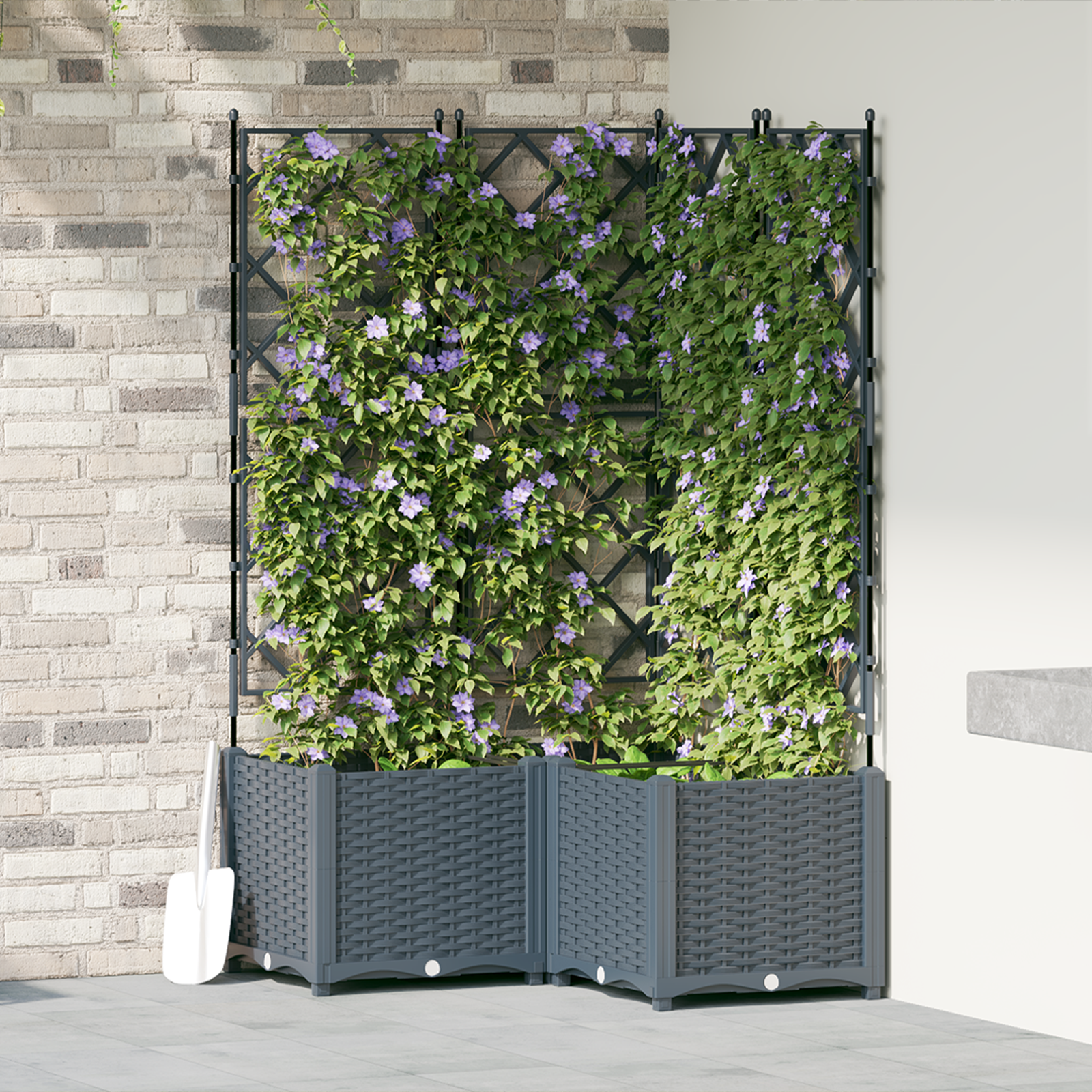 Tuinplantbak met Trellis 3 stuks Lichtgrijs 80x80x143 cm
