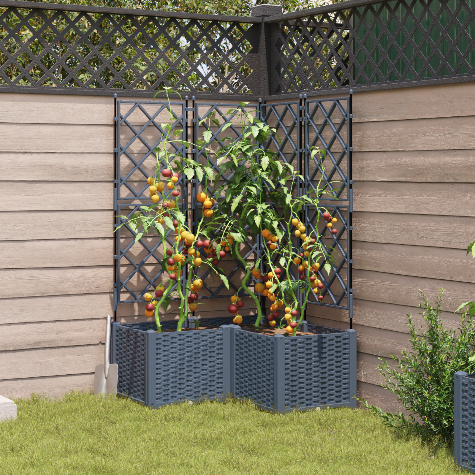 Garden Planter with Trellis 3 pcs Light Grey 80x80x143 cm - Image 3