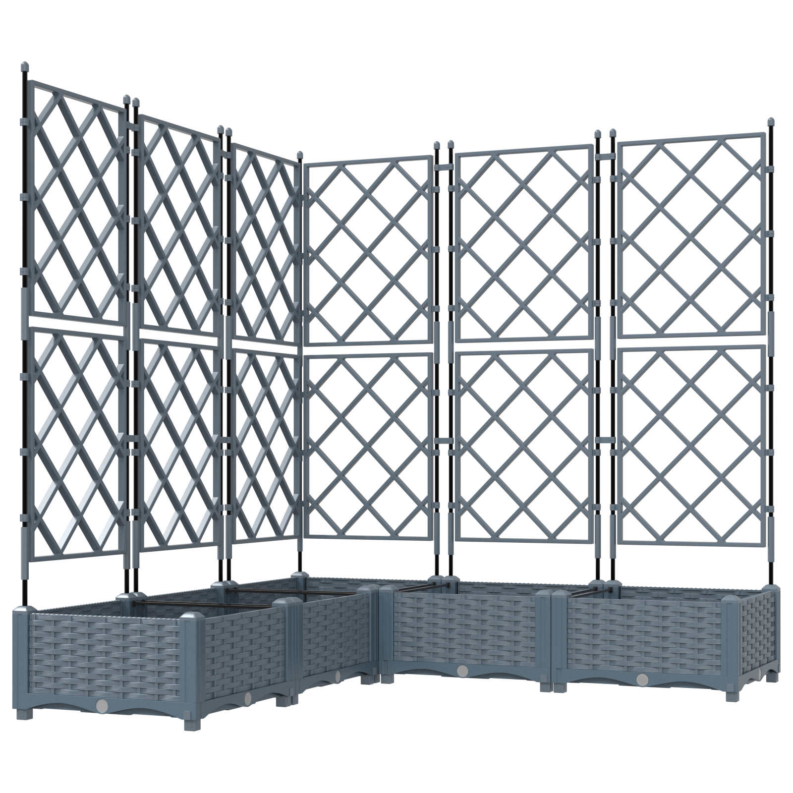 Garden Planter with Trellis 5 pcs Light Grey 120x120x125.5 cm - Image 2