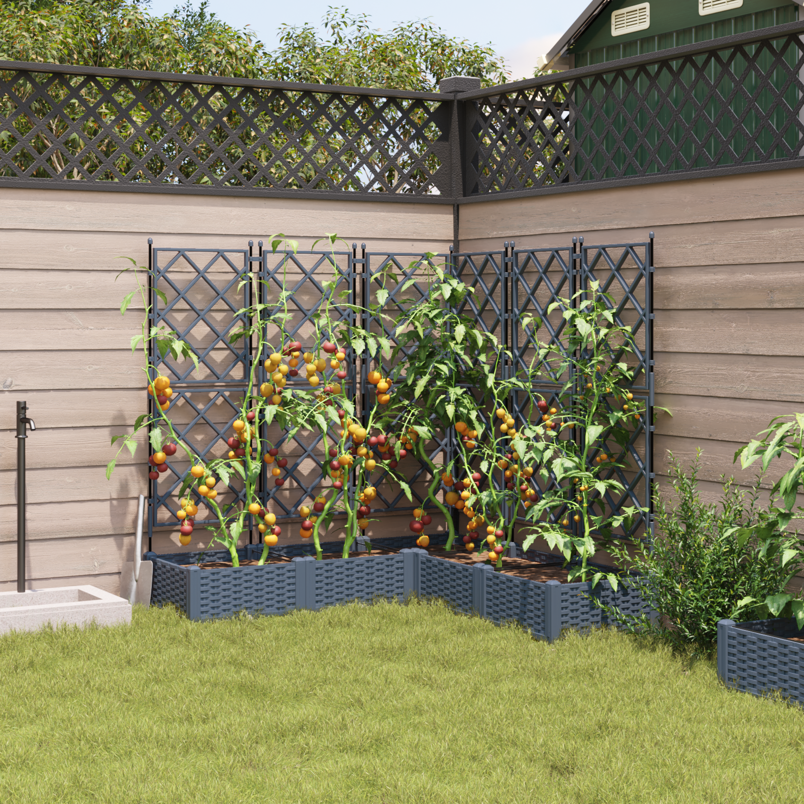 Garden Planter with Trellis 5 pcs Light Grey 120x120x125.5 cm - Image 3