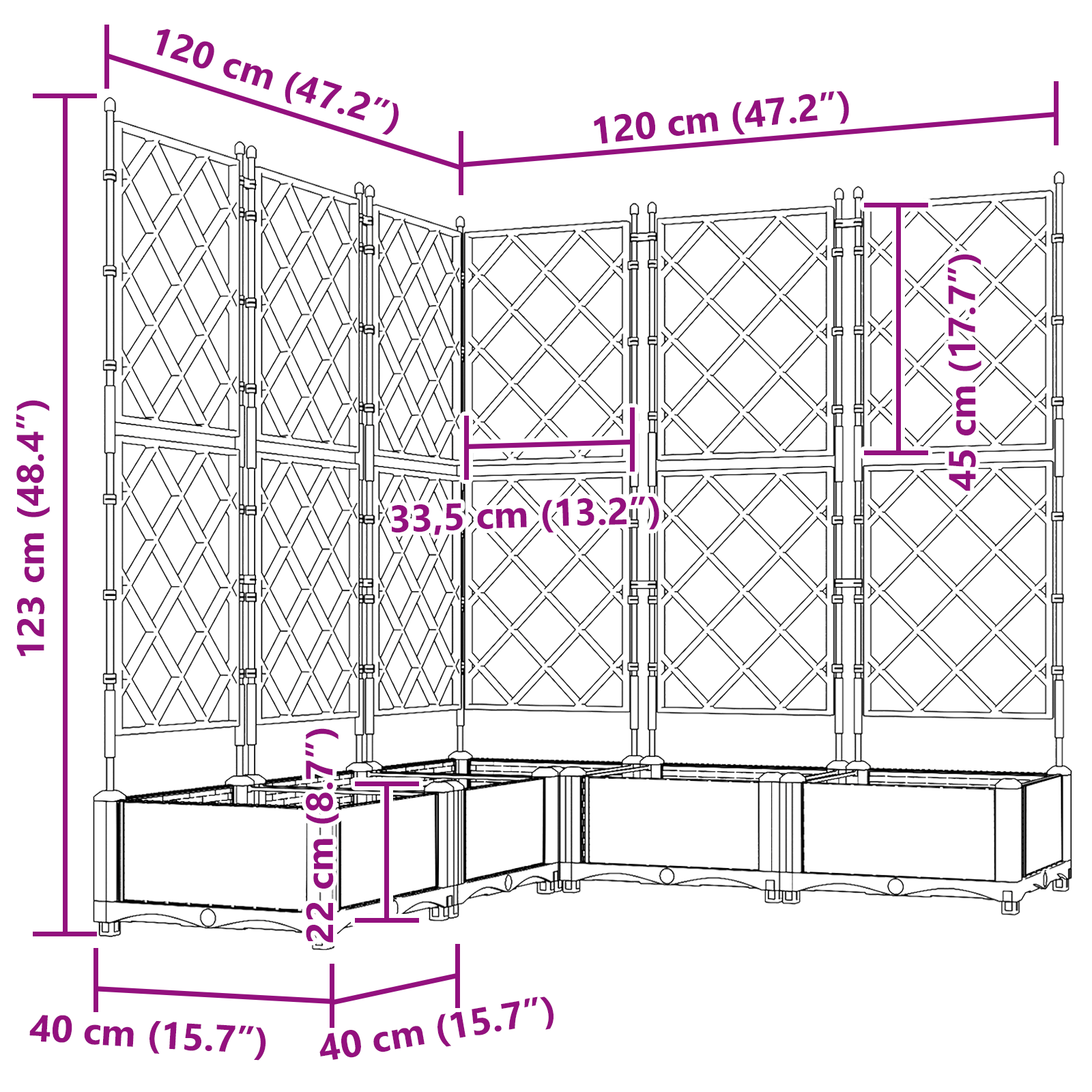 Garden Planter with Trellis 5 pcs Light Grey 120x120x125.5 cm - Image 8