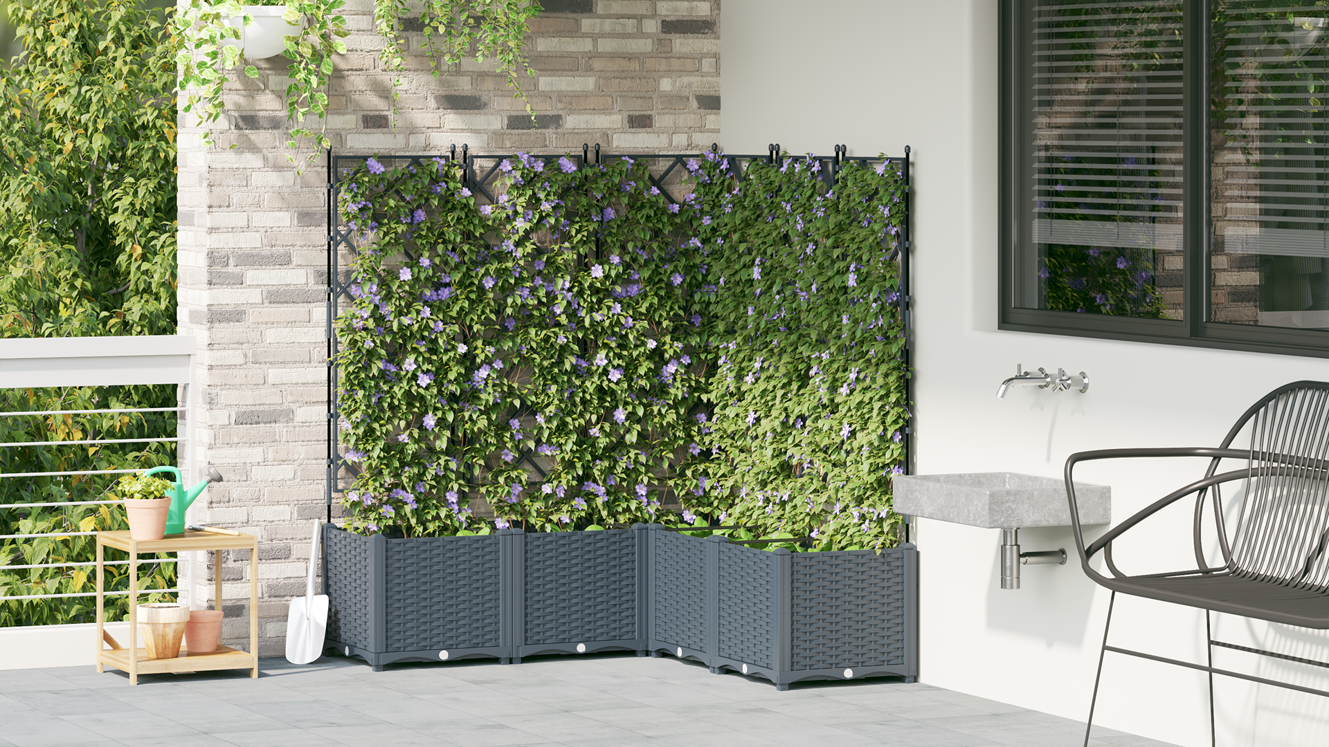 Garden Planter with Trellis 5 pcs Light Grey 120x120x143 cm - Image 4