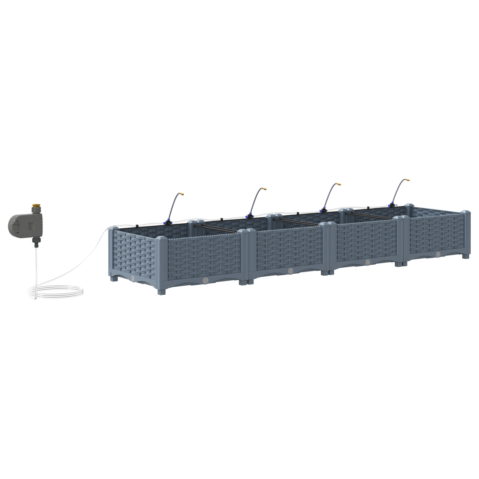 Garden Planters with Water Irrigation System 4 pcs Light Grey - Image 7