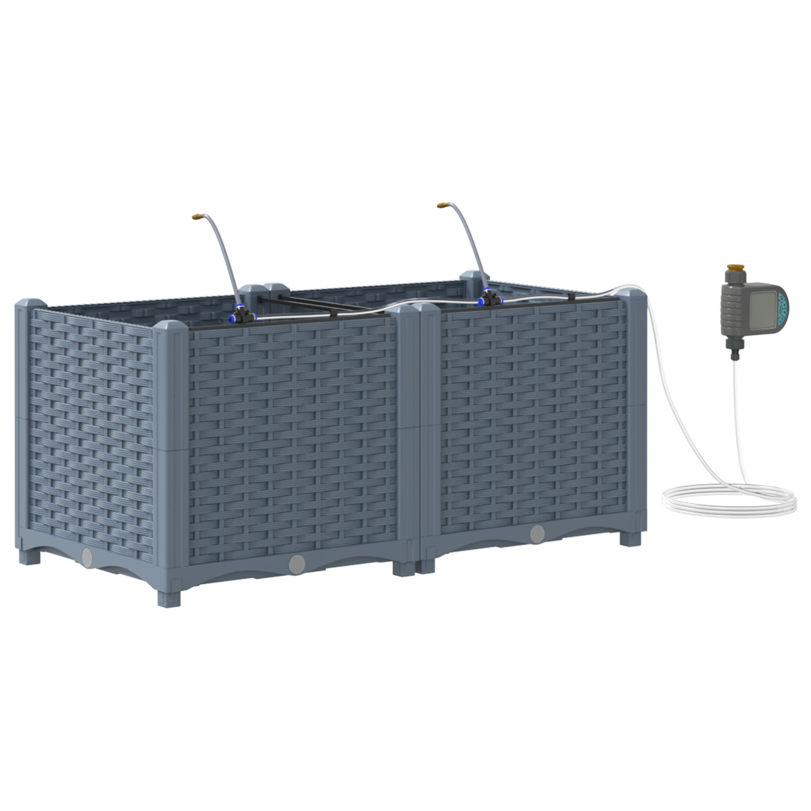 Garden Planters with Water Irrigation System 2 pcs Light Grey - Image 2