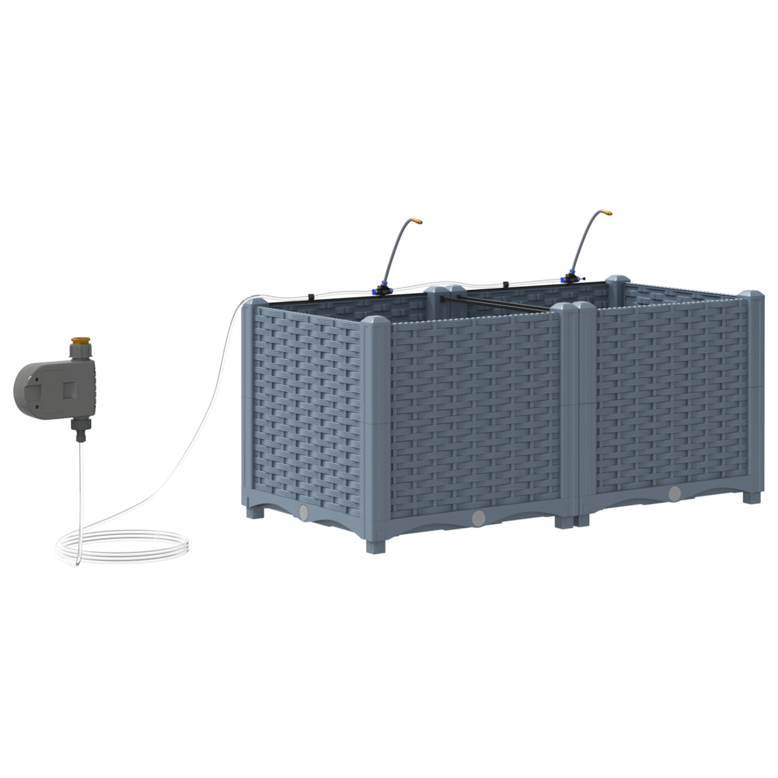 Garden Planters with Water Irrigation System 2 pcs Light Grey - Image 7