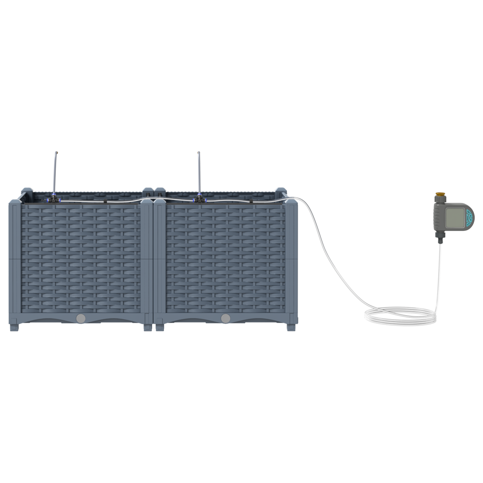 Garden Planters with Water Irrigation System 2 pcs Light Grey - Image 5