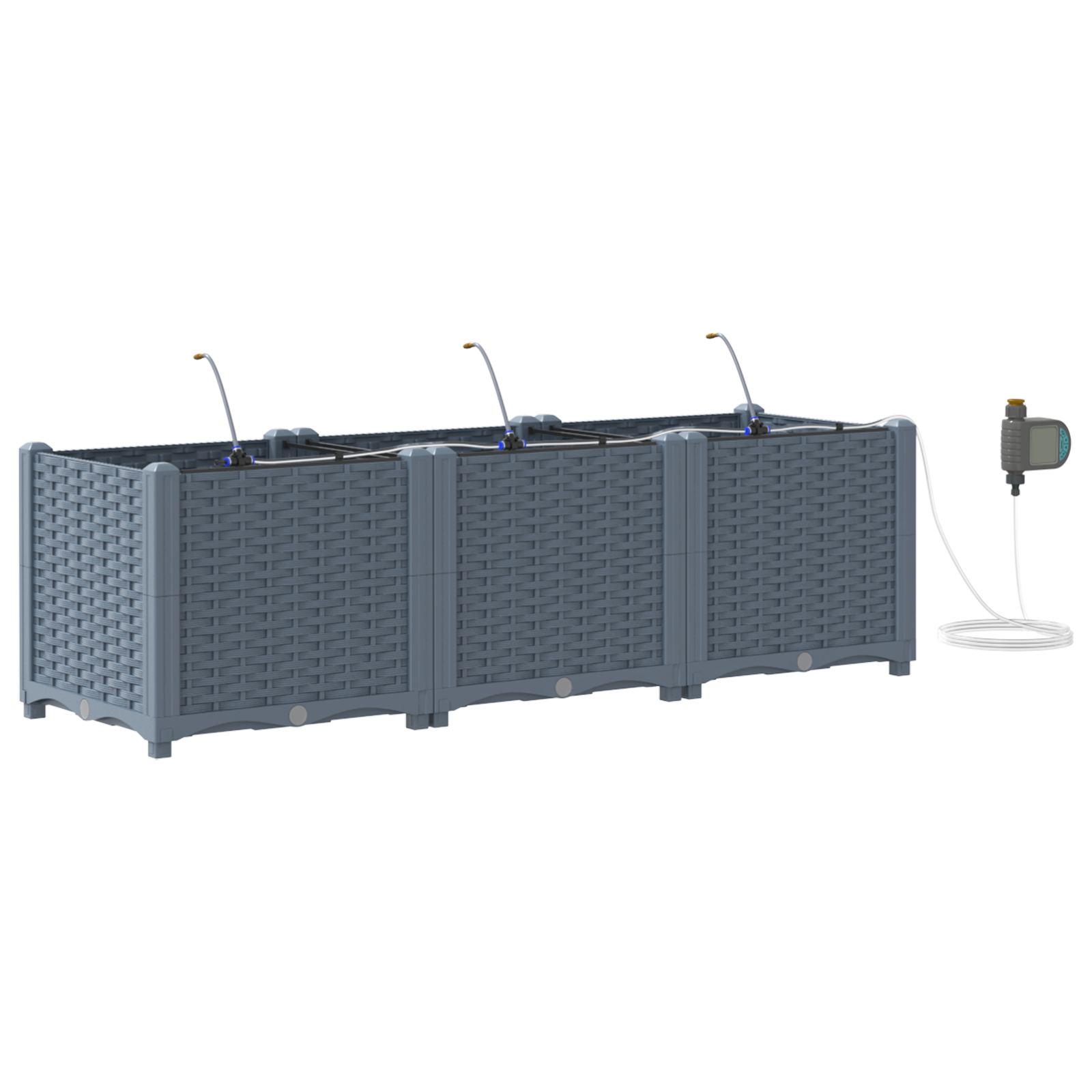 Garden Planters with Water Irrigation System 3 pcs Light Grey - Image 2