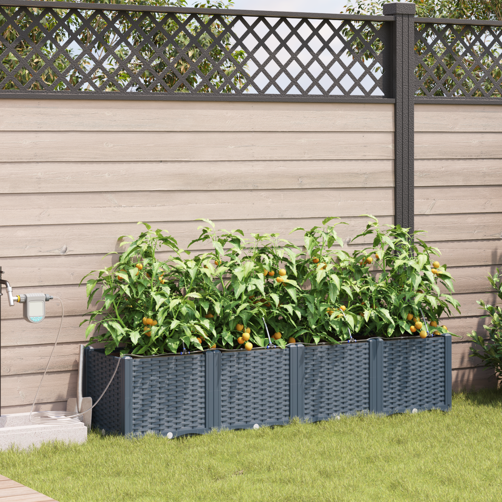 Tuinplanten met Water Irrigatiesysteem 4 stuks Lichtgrijs