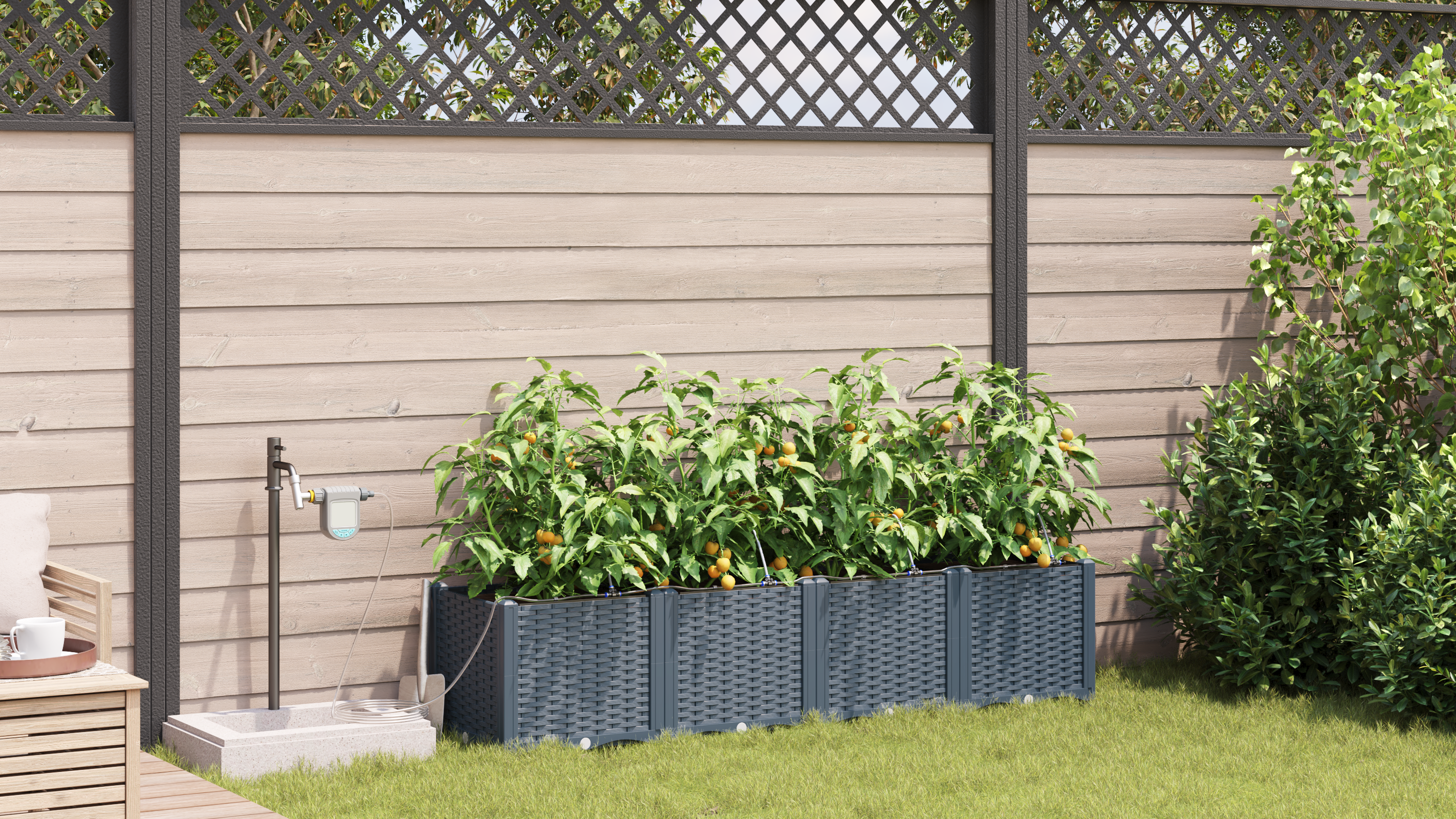 Garden Planters with Water Irrigation System 4 pcs Light Grey - Image 4