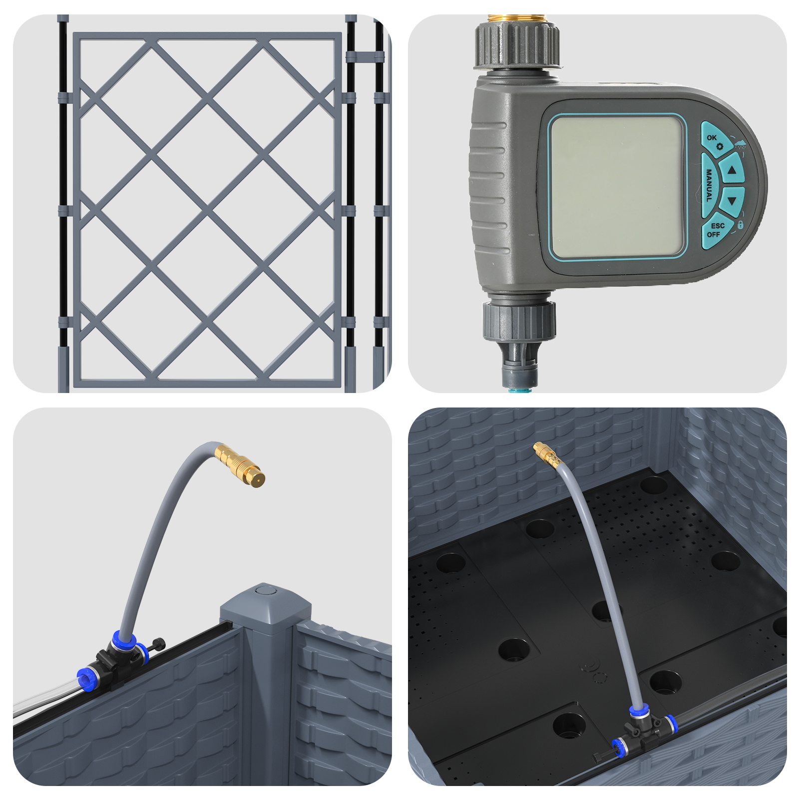 Garden Planters with Water Irrigation System Light Grey - Image 8