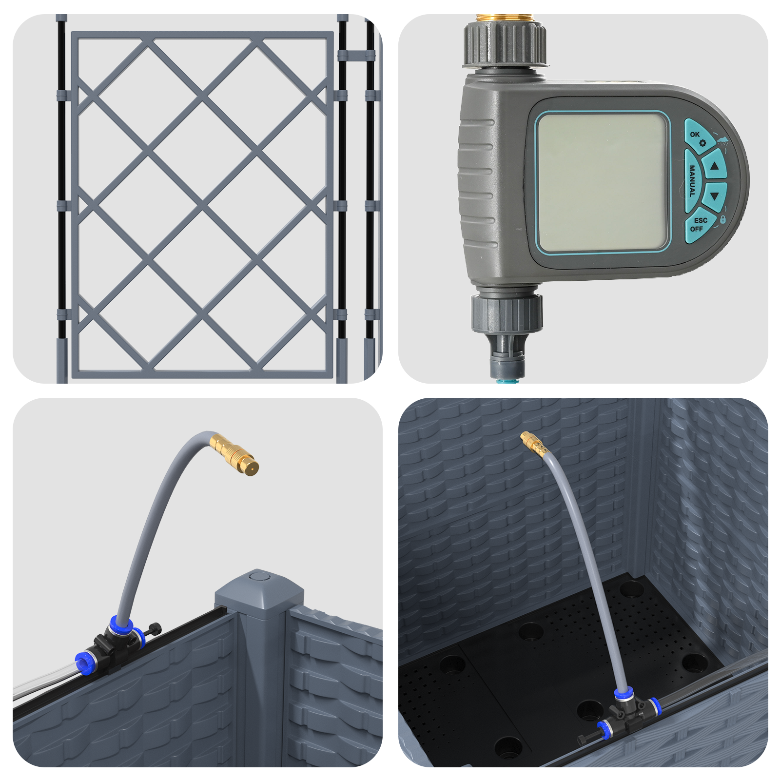 Garden Planters with Water Irrigation System Light Grey - Image 7