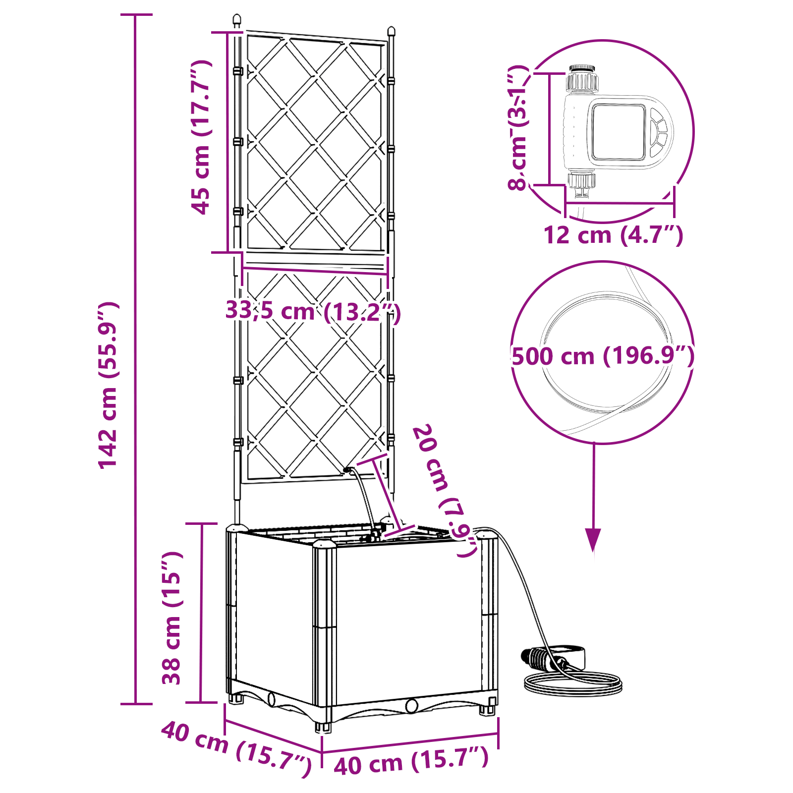 Garden Planters with Water Irrigation System Light Grey - Image 8