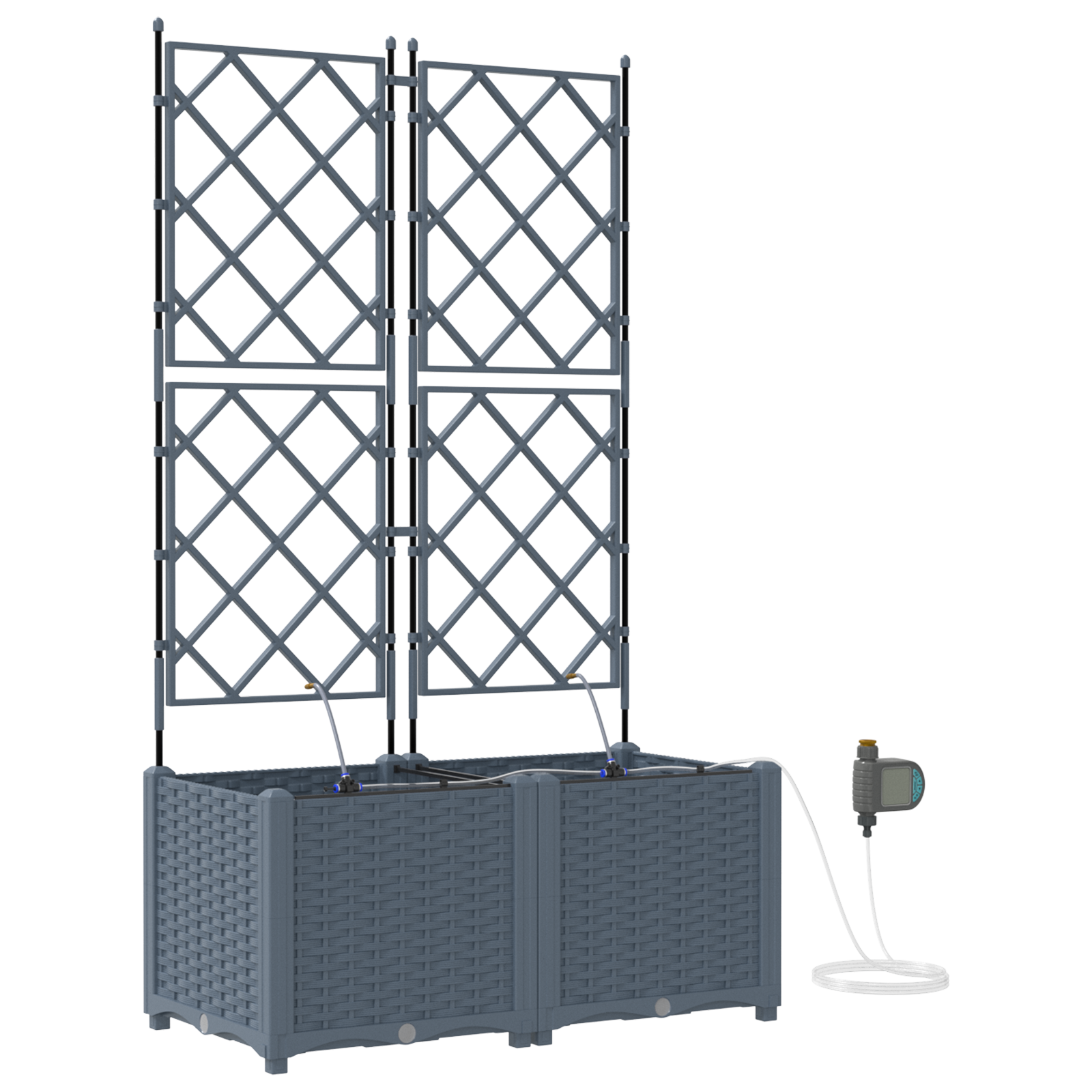 Garden Planters with Water Irrigation System 2 pcs Light Grey - Image 2