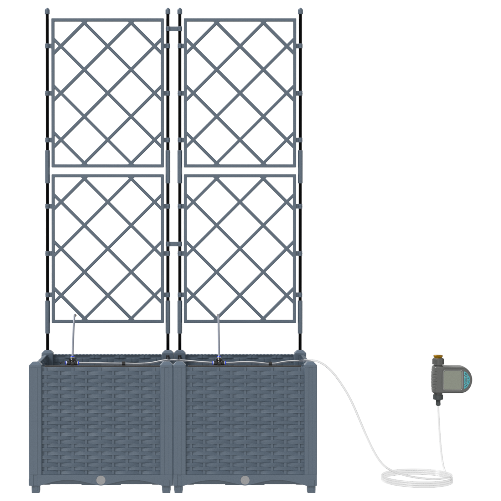 Garden Planters with Water Irrigation System 2 pcs Light Grey - Image 5