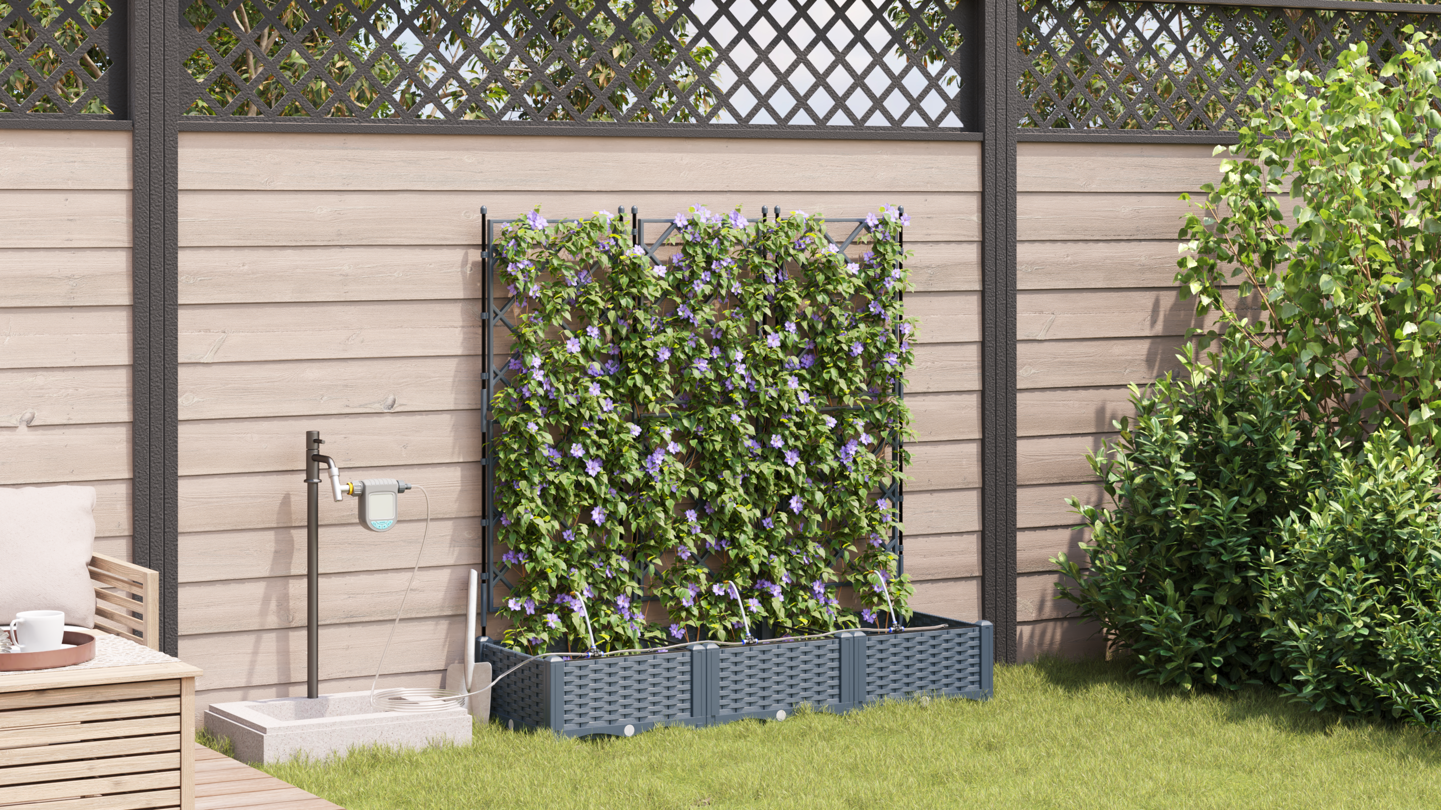 Garden Planters with Water Irrigation System 3 pcs Light Grey - Image 4