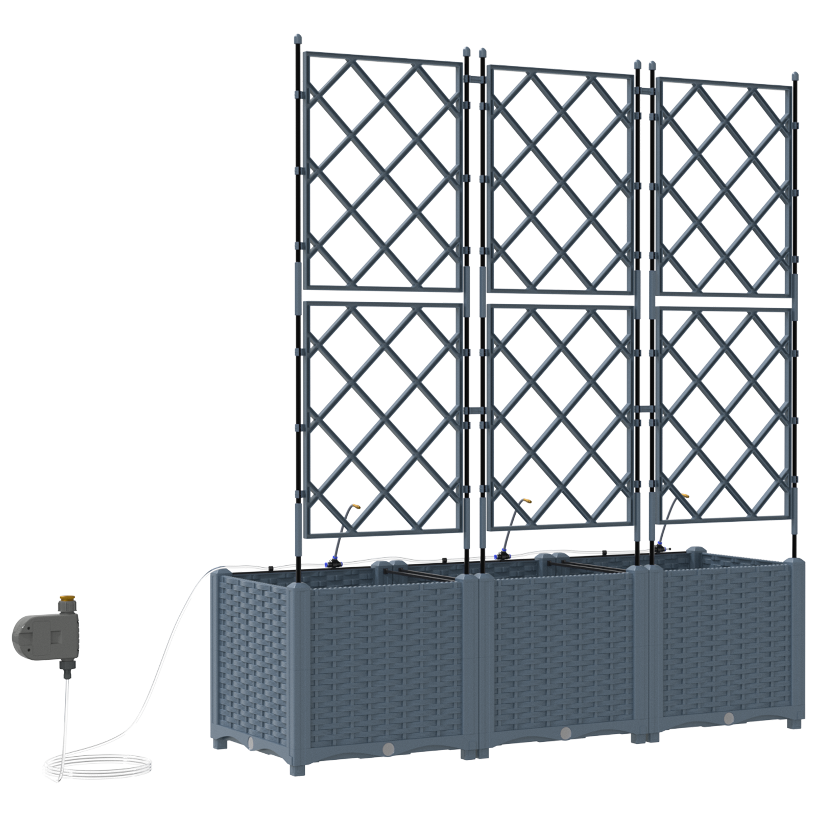 Garden Planters with Water Irrigation System 3 pcs Light Grey - Image 7