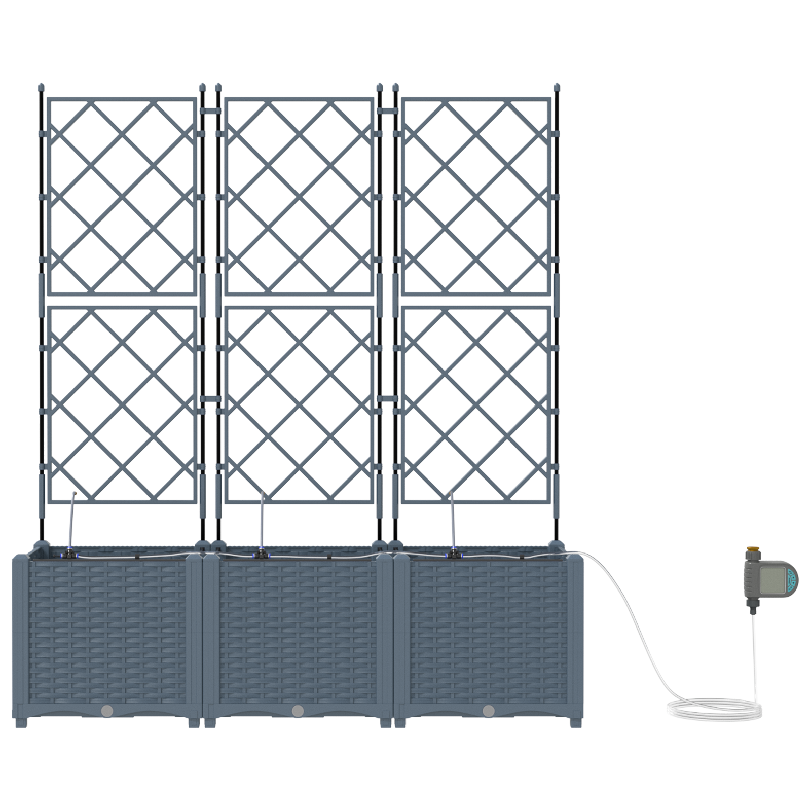 Garden Planters with Water Irrigation System 3 pcs Light Grey - Image 5