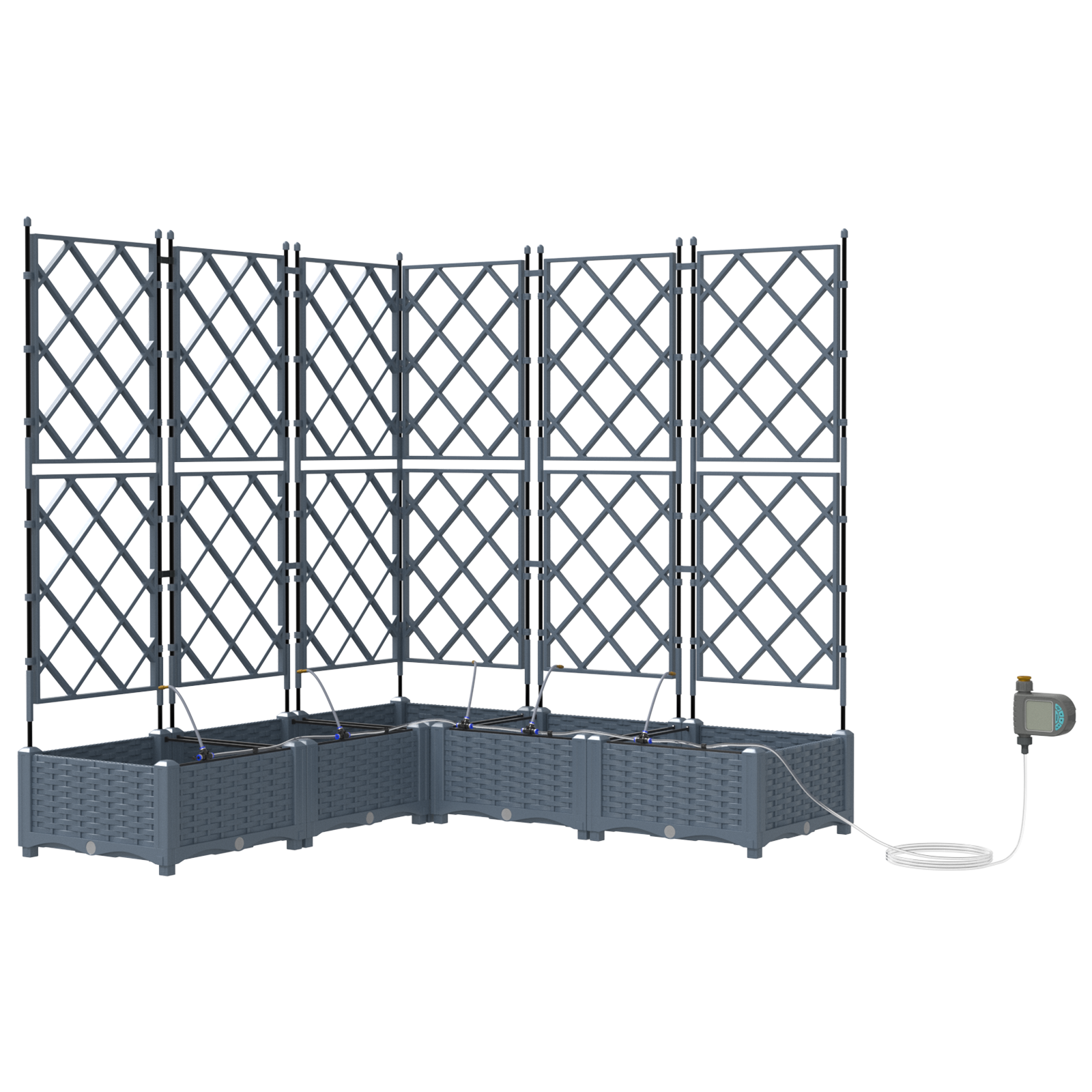 Garden Planters with Water Irrigation System 5 pcs Light Grey - Image 2