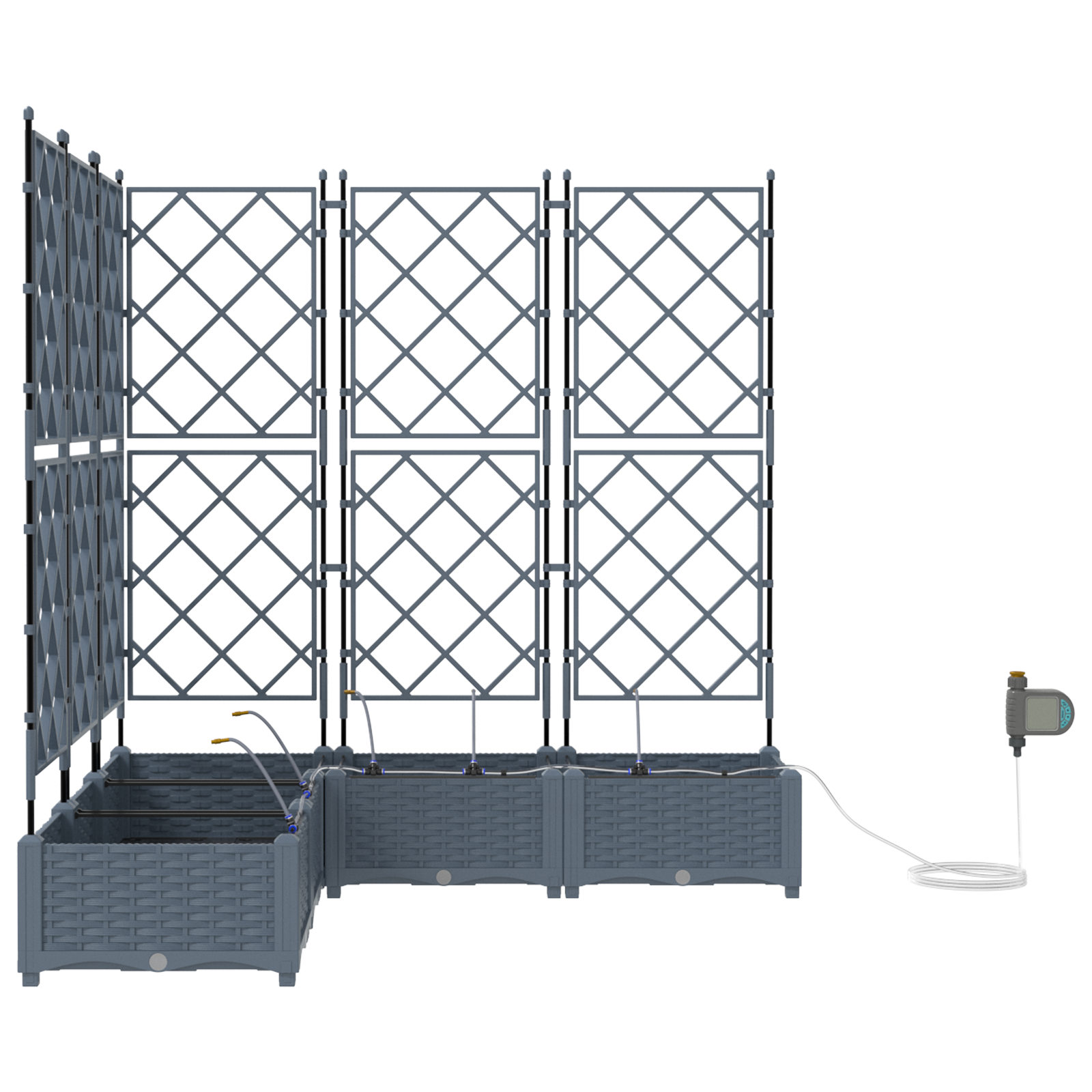 Garden Planters with Water Irrigation System 5 pcs Light Grey - Image 5