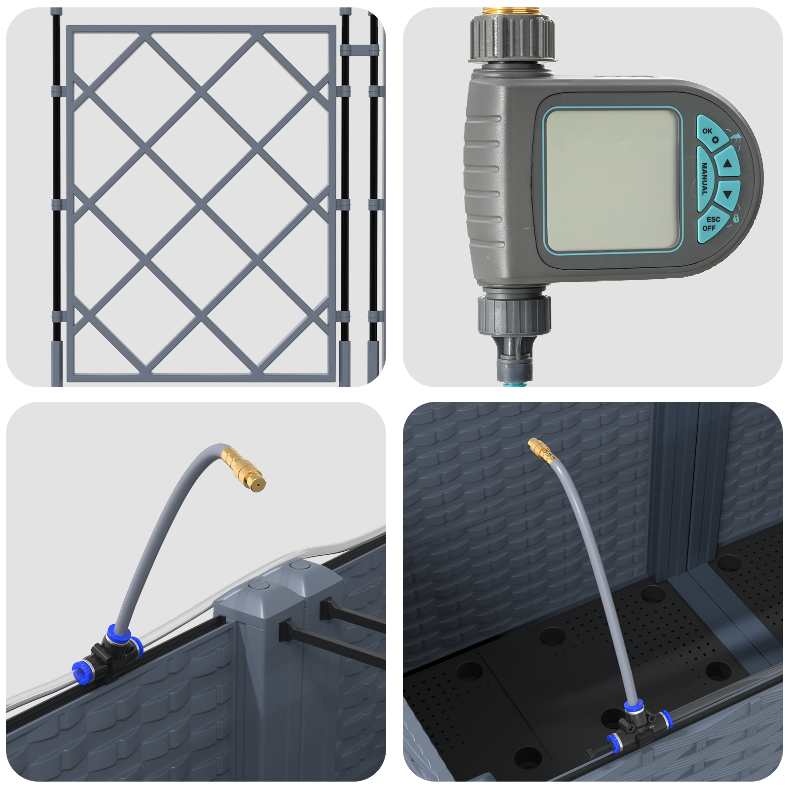 Garden Planters with Water Irrigation System 5 pcs Light Grey - Image 7