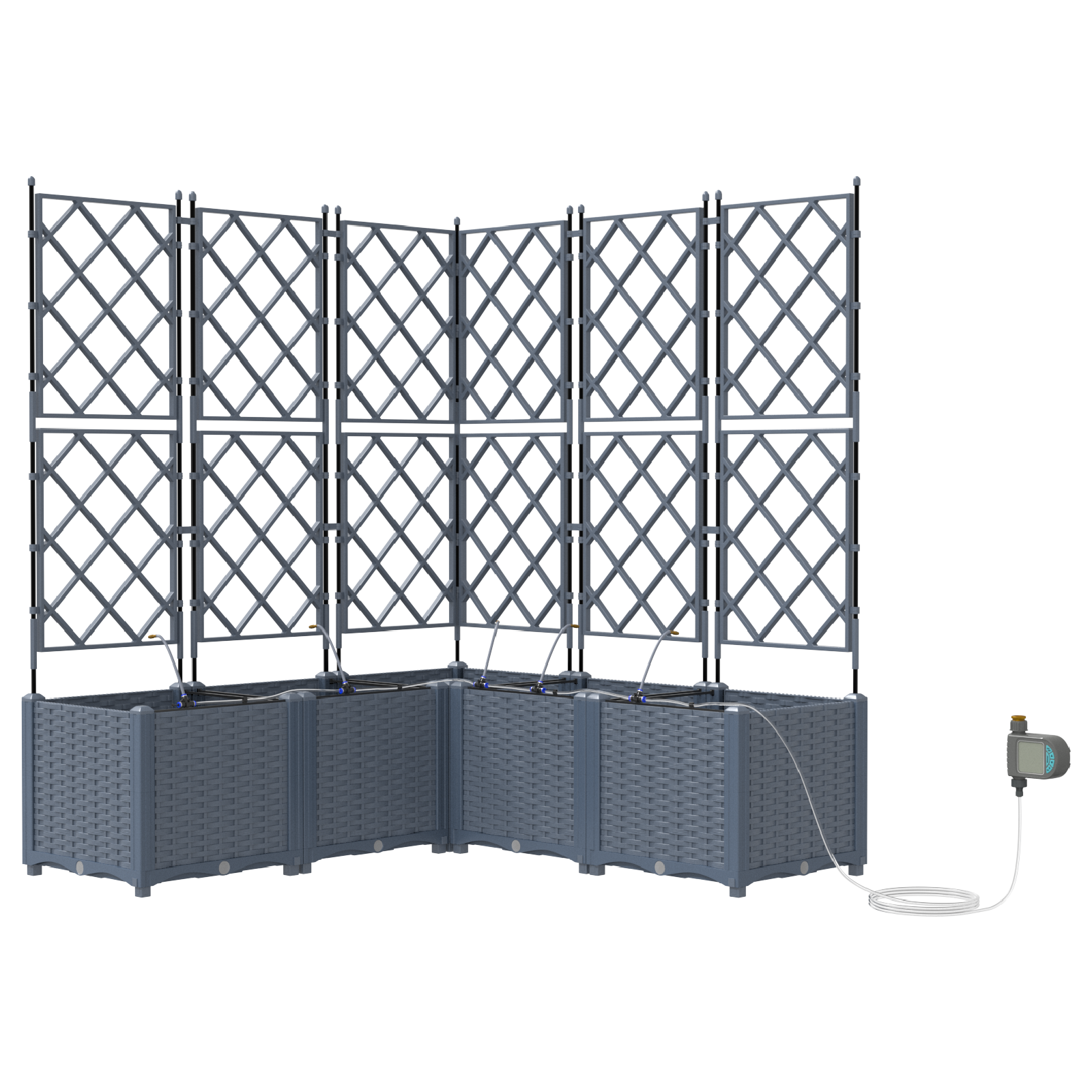 Garden Planters with Water Irrigation System 5 pcs Light Grey - Image 2