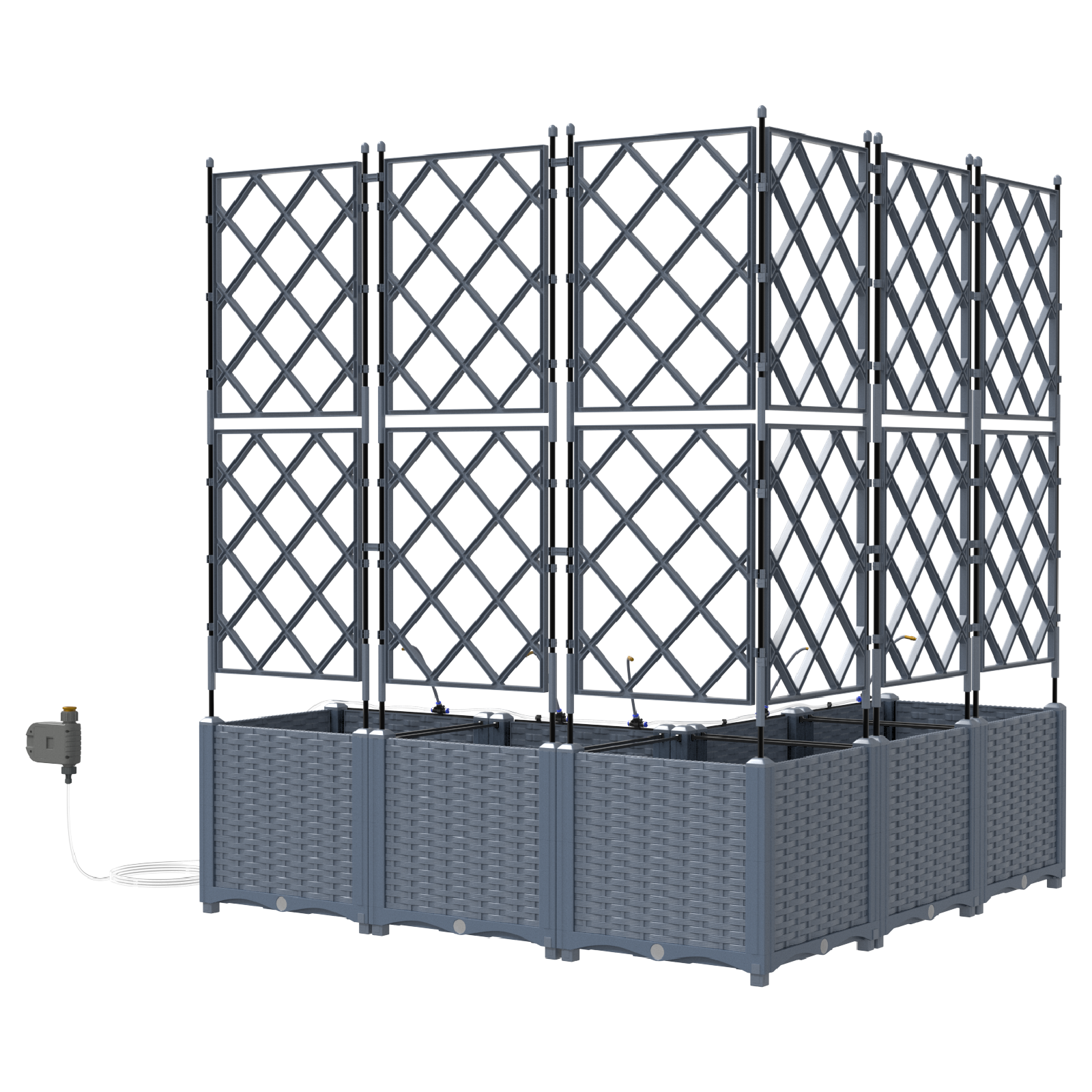 Garden Planters with Water Irrigation System 5 pcs Light Grey - Image 6