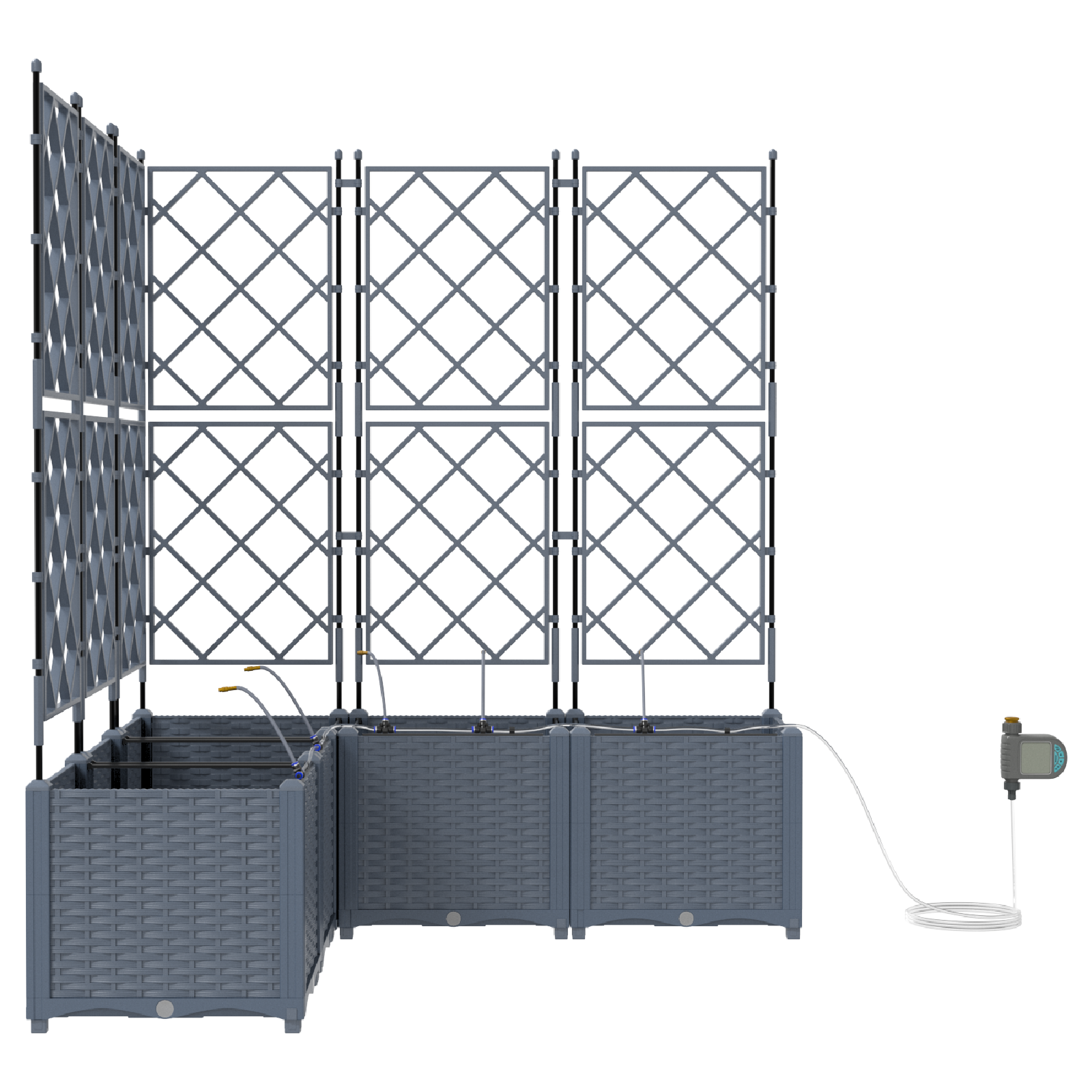 Garden Planters with Water Irrigation System 5 pcs Light Grey - Image 5