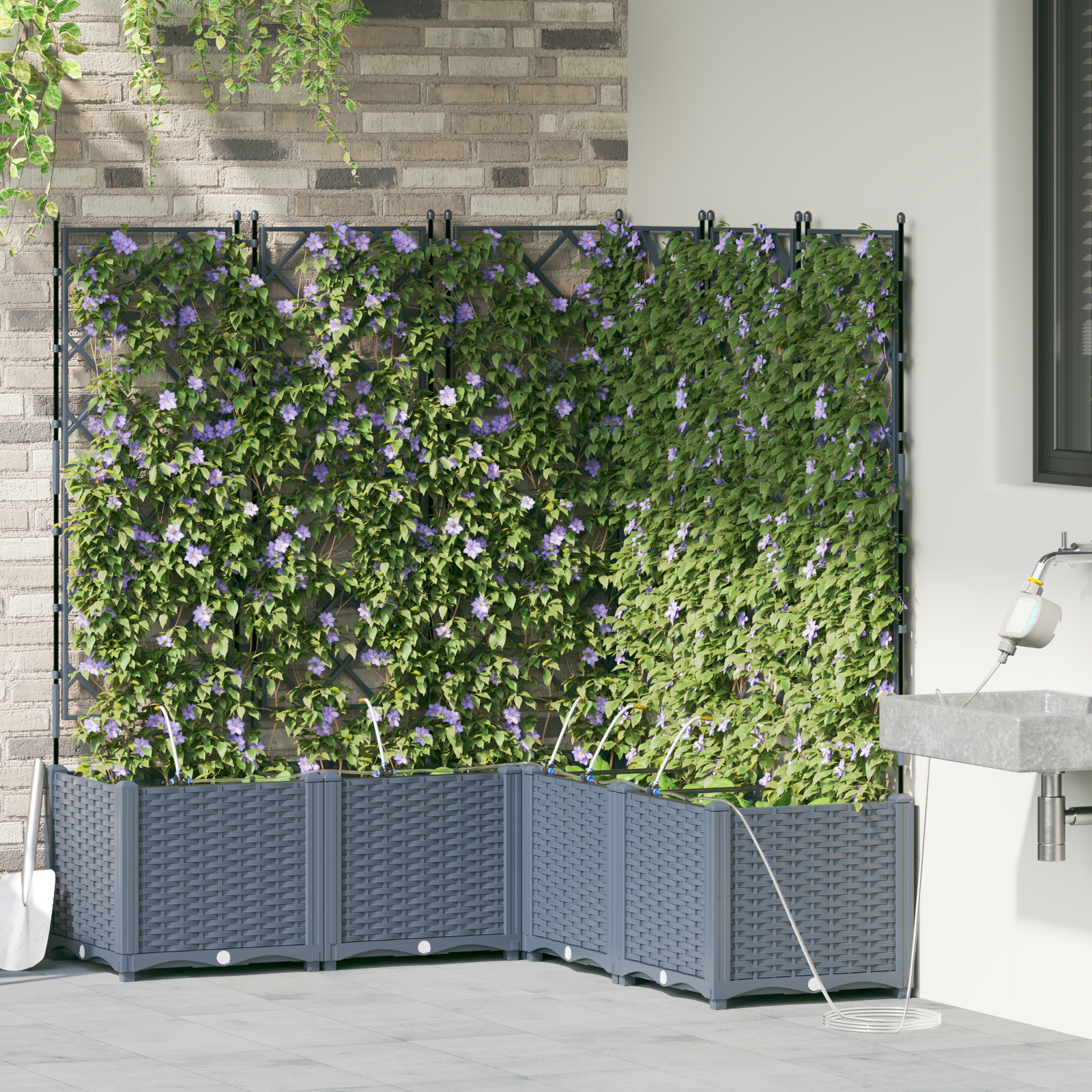 Tuinplantenbakken met Water Irrigatiesysteem 5 stuks Lichtgrijs
