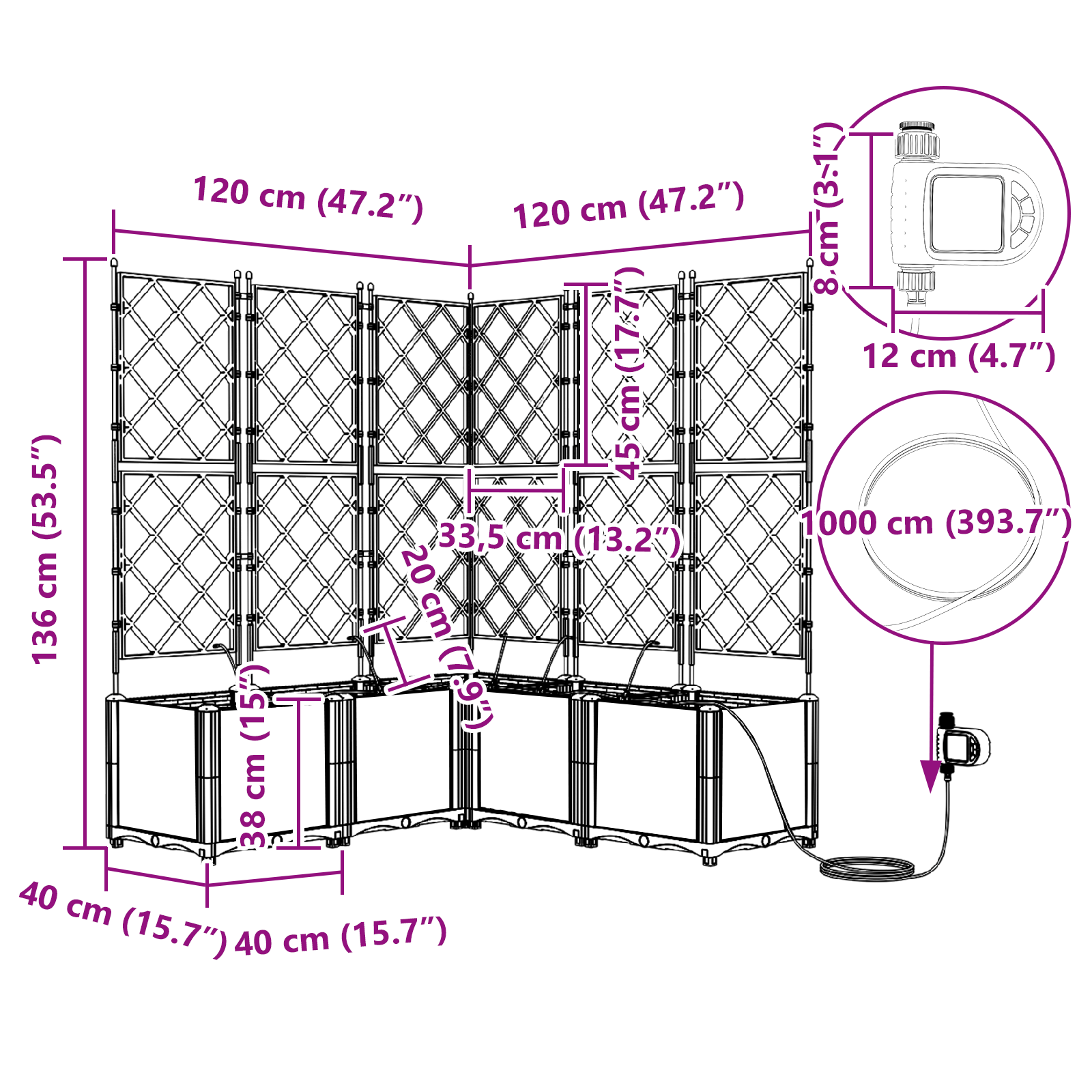 Garden Planters with Water Irrigation System 5 pcs Light Grey - Image 8