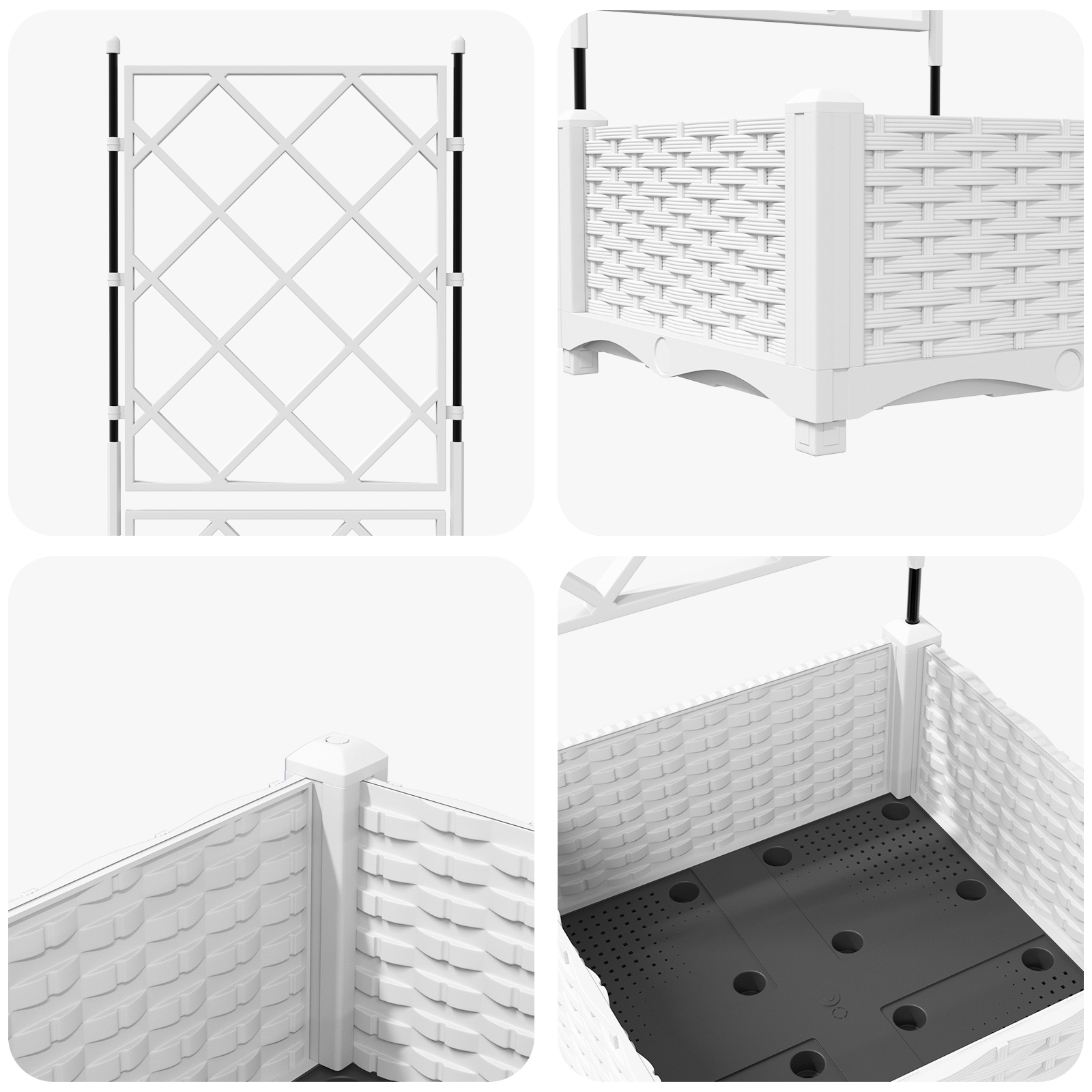 Garden Planter with Trellis White 40x40x125.5 cm - Image 8