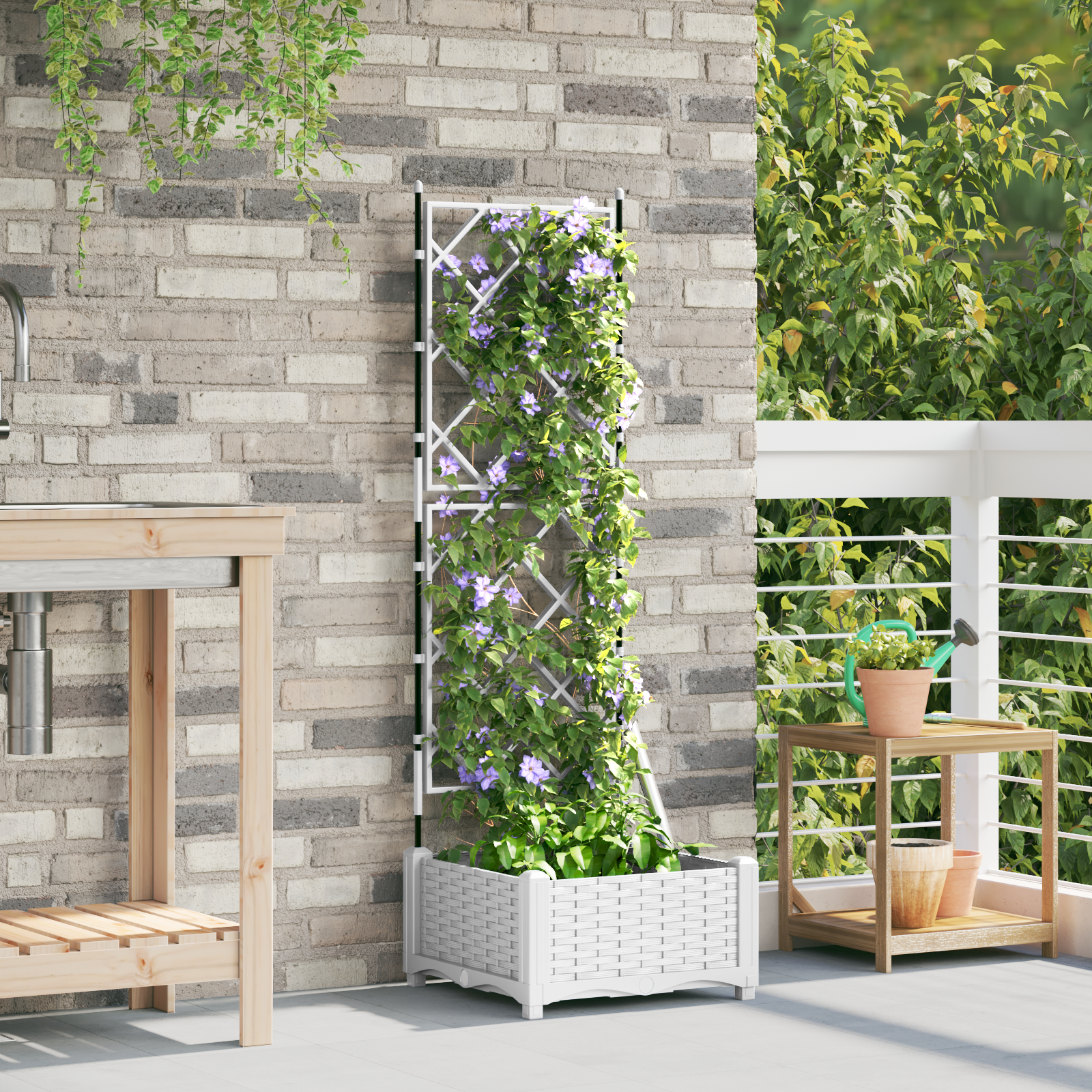 Garden Planter with Trellis White 40x40x125.5 cm - Image 3