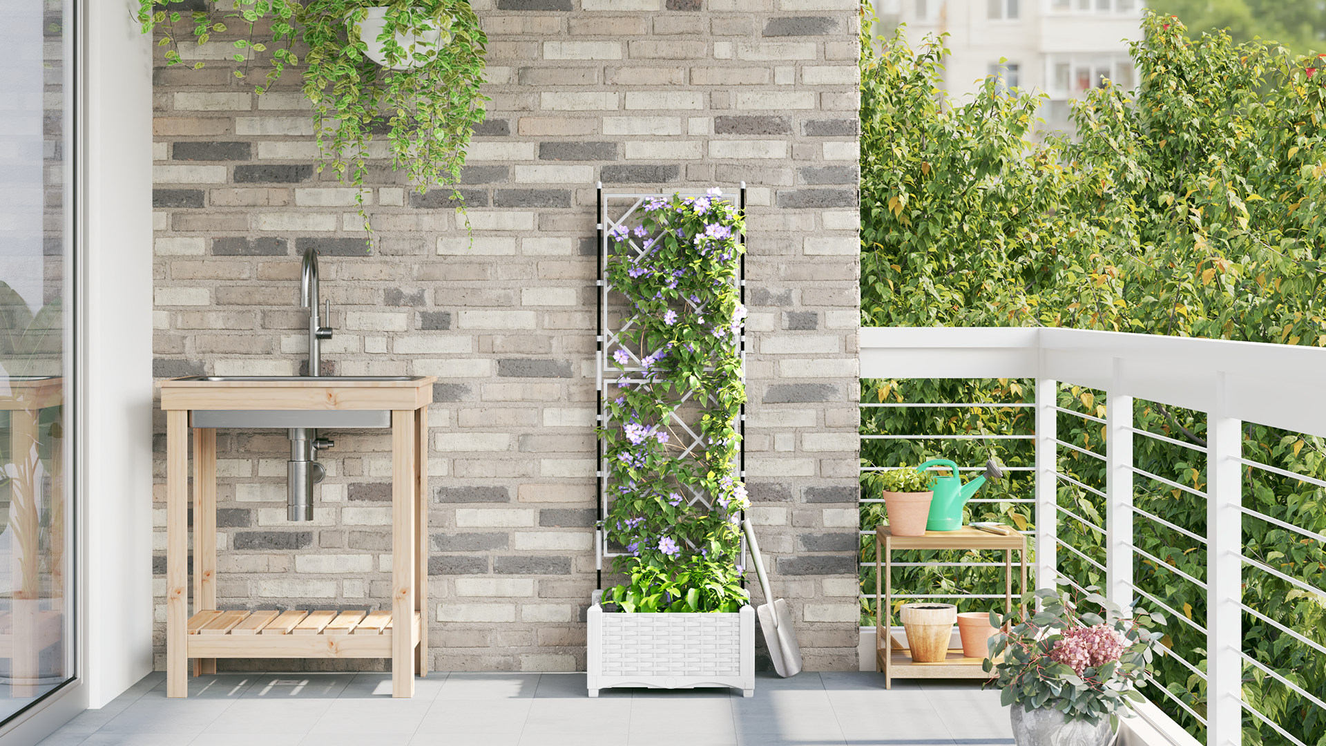 Garden Planter with Trellis White 40x40x125.5 cm - Image 4
