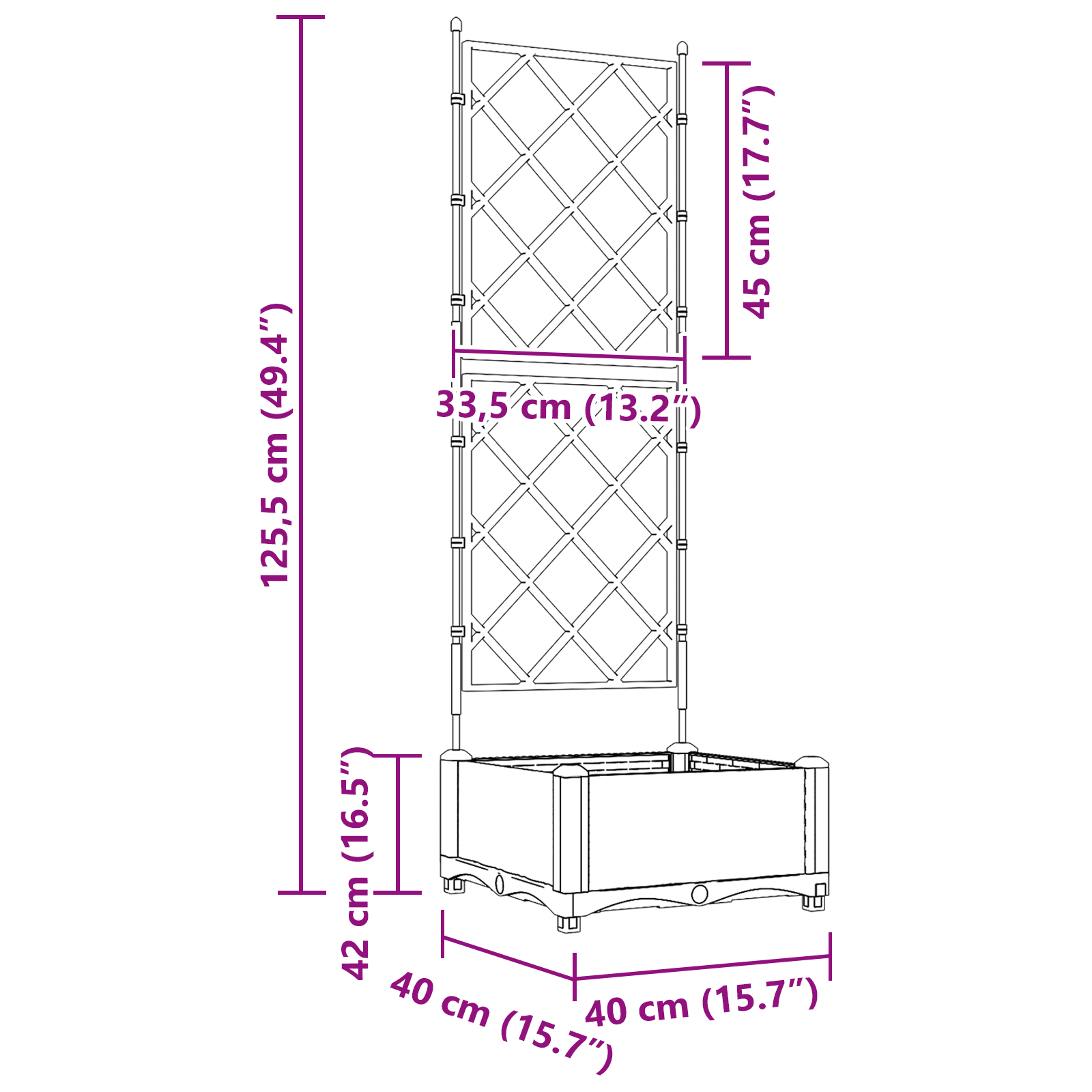 Garden Planter with Trellis White 40x40x125.5 cm - Image 9