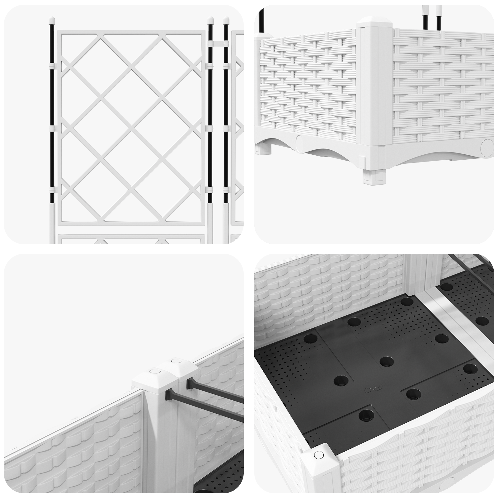 Garden Planter with Trellis 2 pcs White 80x40x125.5 cm - Image 7