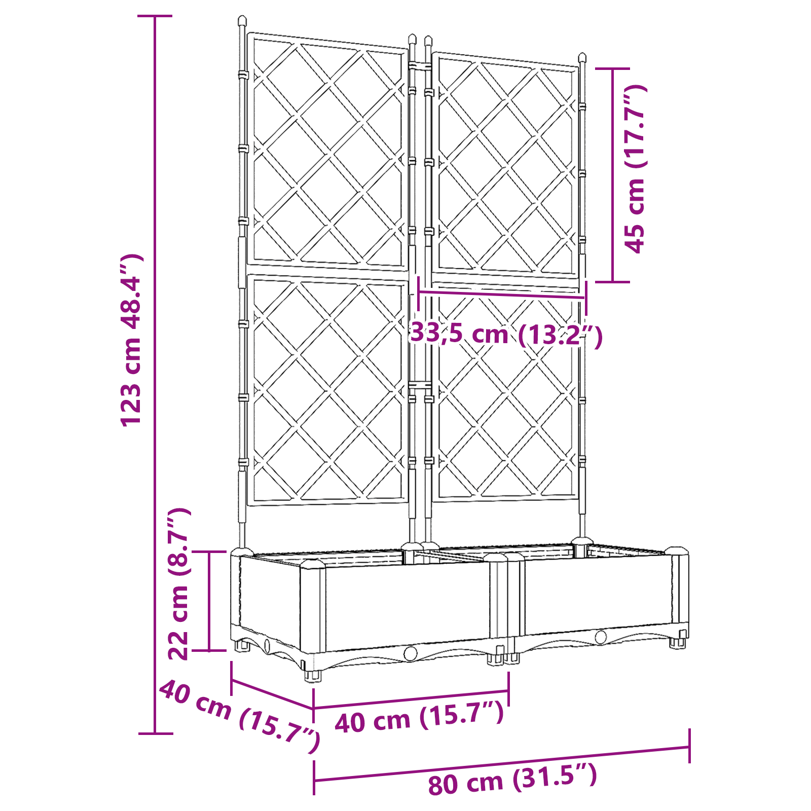 Garden Planter with Trellis 2 pcs White 80x40x125.5 cm - Image 8