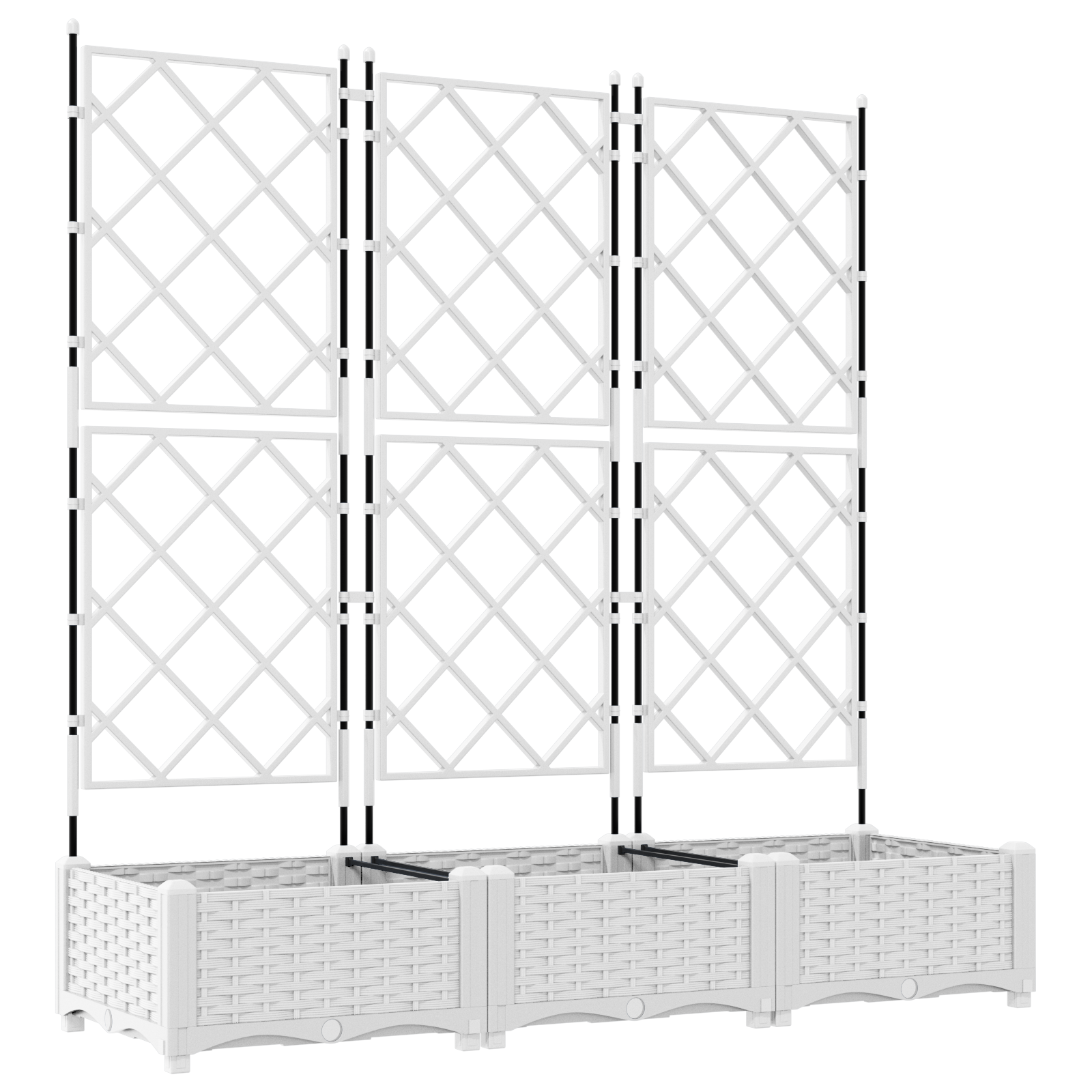 Garden Planter with Trellis 3 pcs White 120x40x125.5 cm - Image 2