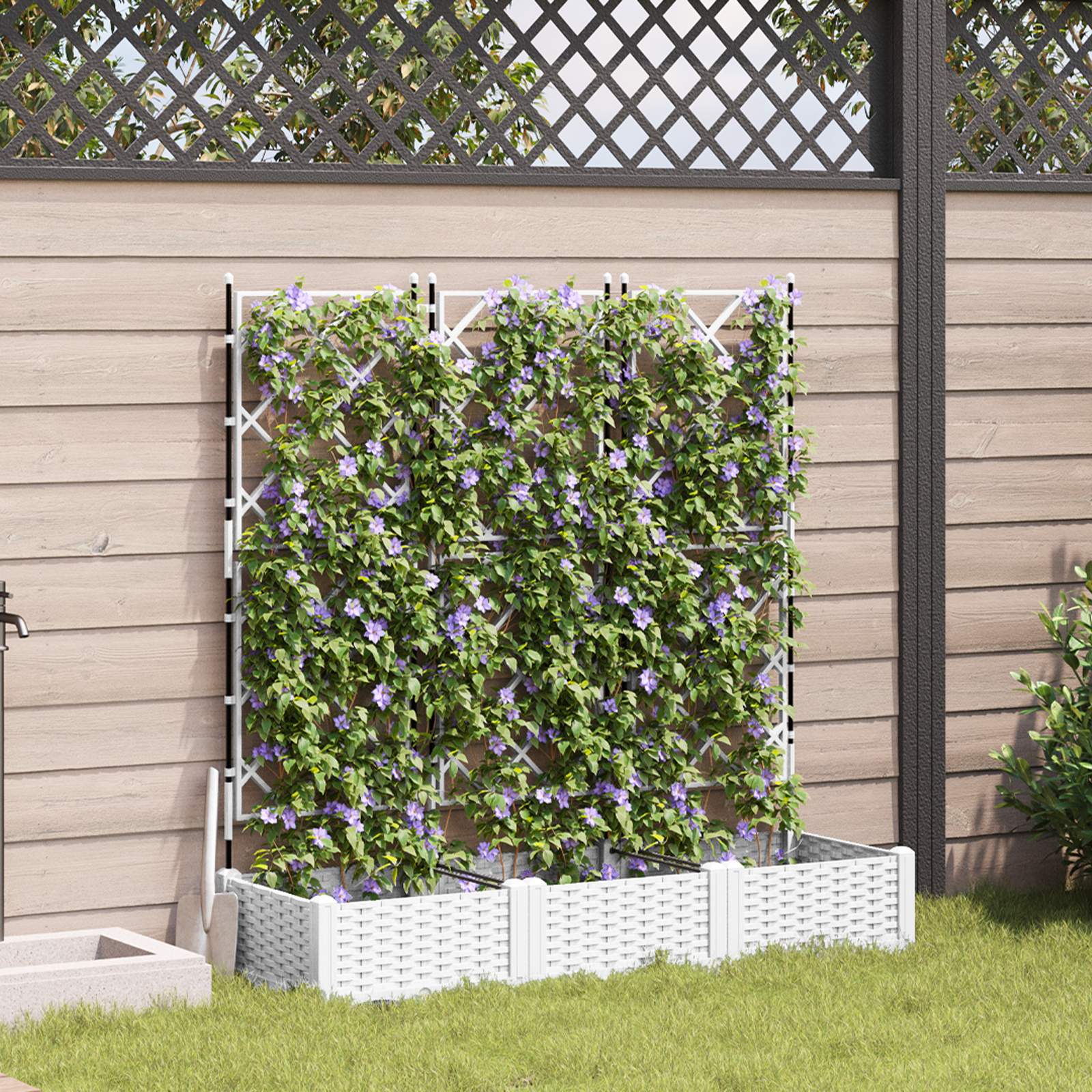 Garden Planter with Trellis 3 pcs White 120x40x125.5 cm