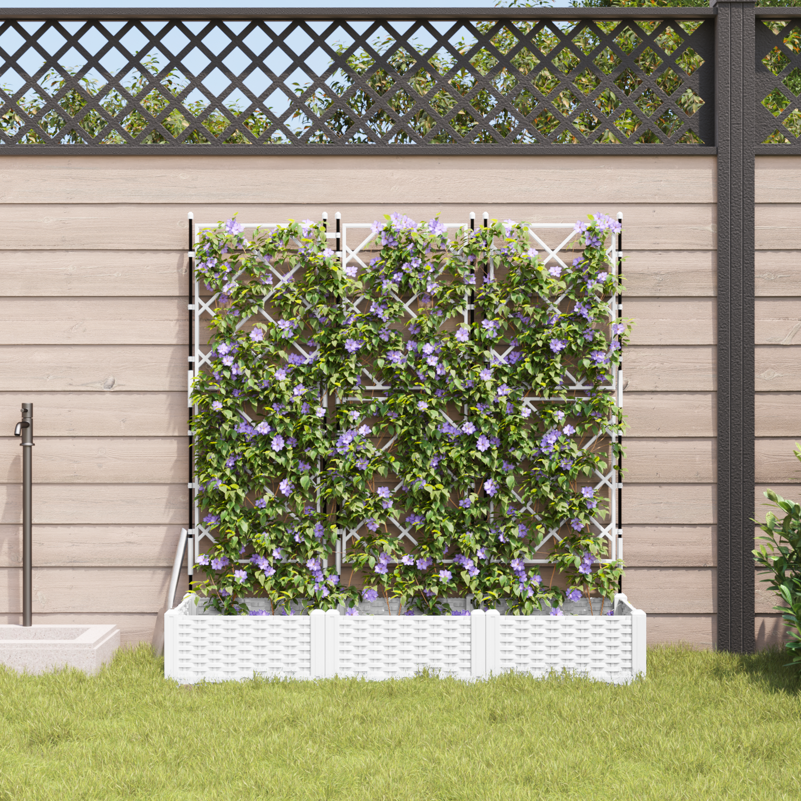 Garden Planter with Trellis 3 pcs White 120x40x125.5 cm - Image 3