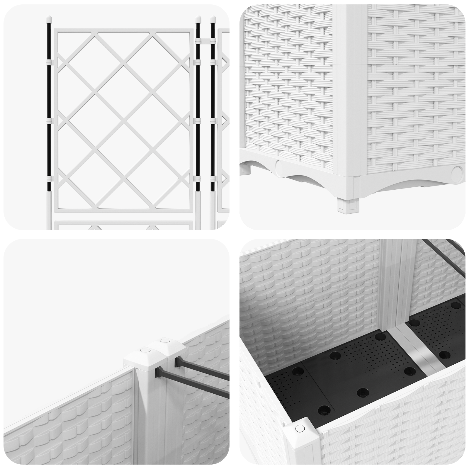 Garden Planter with Trellis 3 pcs White 120x40x143 cm - Image 8