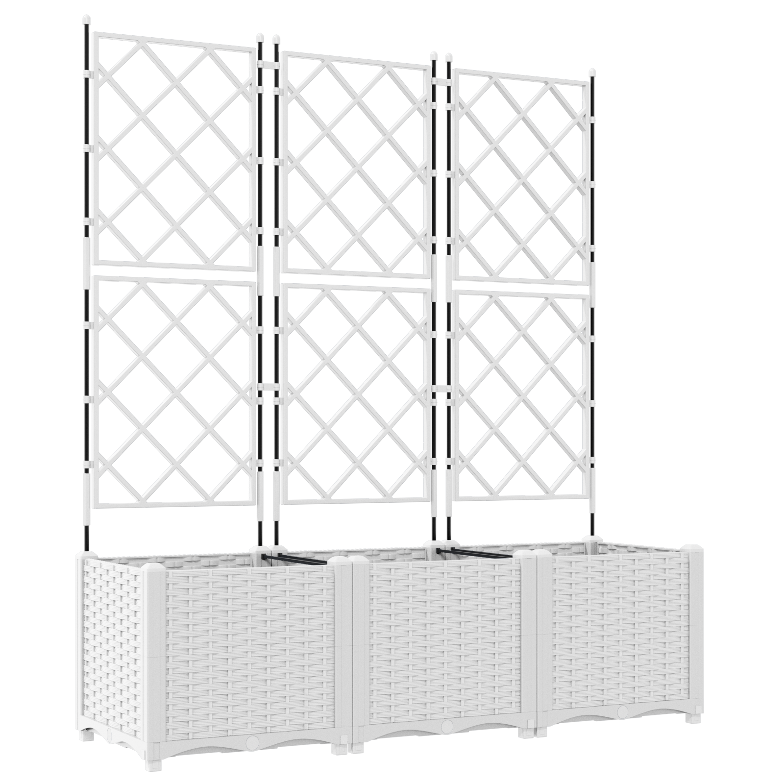 Garden Planter with Trellis 3 pcs White 120x40x143 cm - Image 2