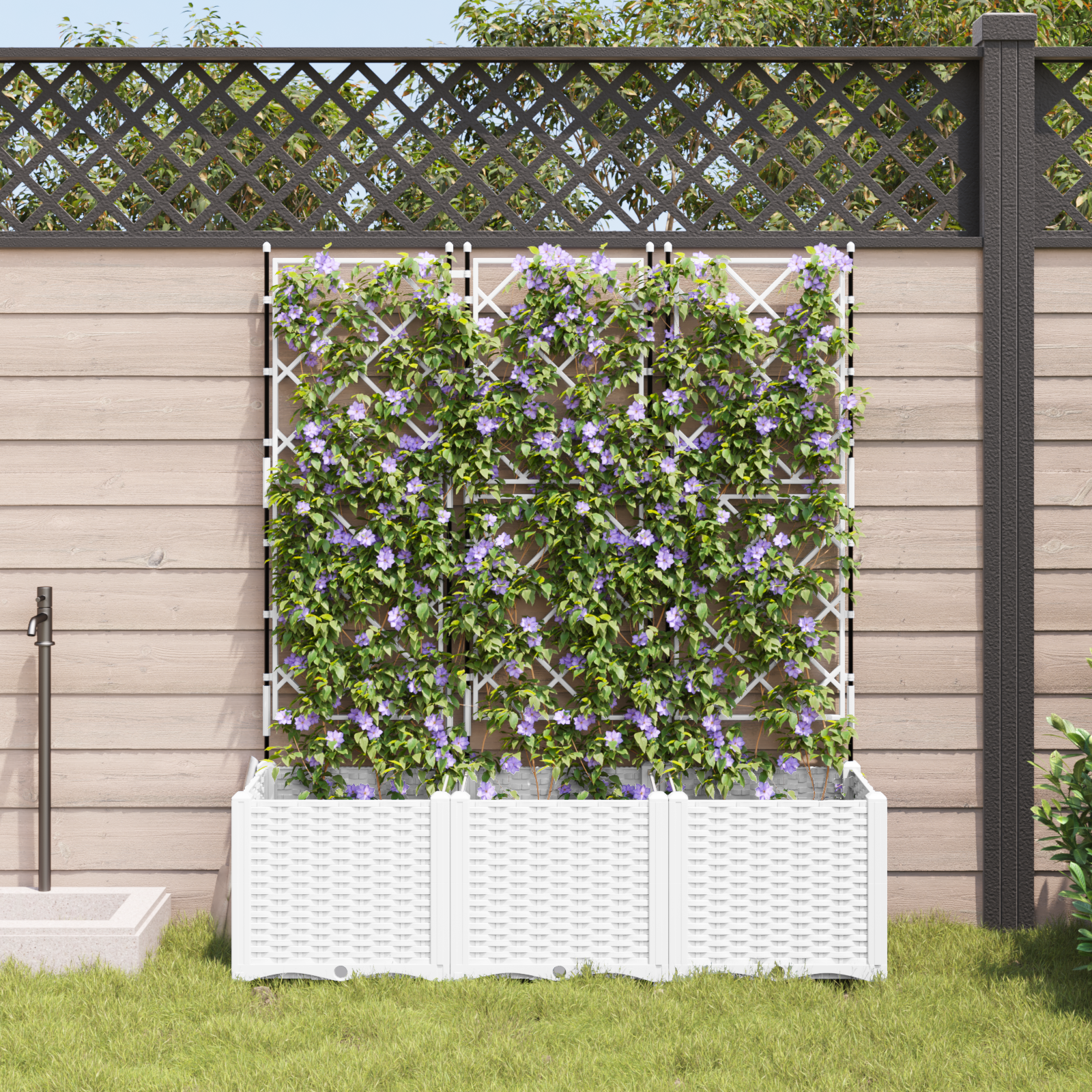 Garden Planter with Trellis 3 pcs White 120x40x143 cm - Image 3