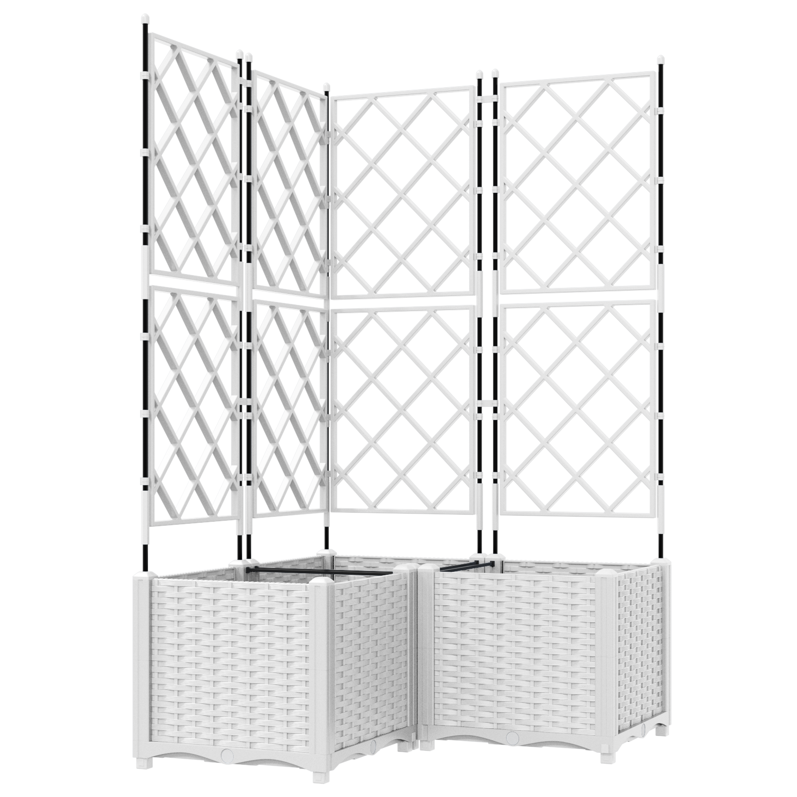 Garden Planter with Trellis 3 pcs White 80x80x143 cm - Image 2
