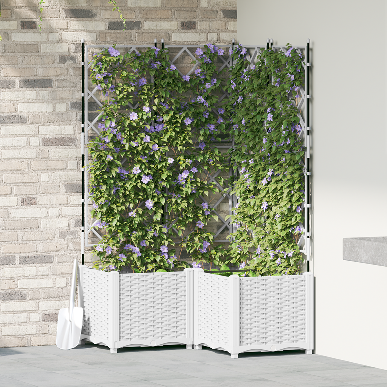 Tuinplant met Trellis 3 stuks Wit 80x80x143 cm