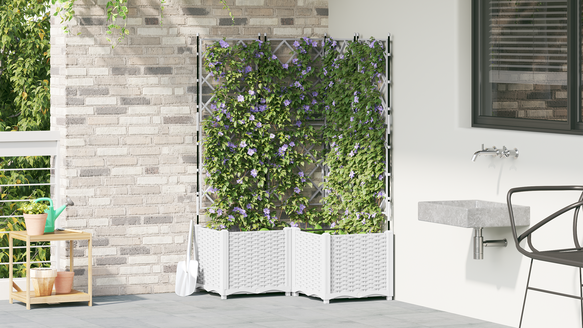 Garden Planter with Trellis 3 pcs White 80x80x143 cm - Image 3