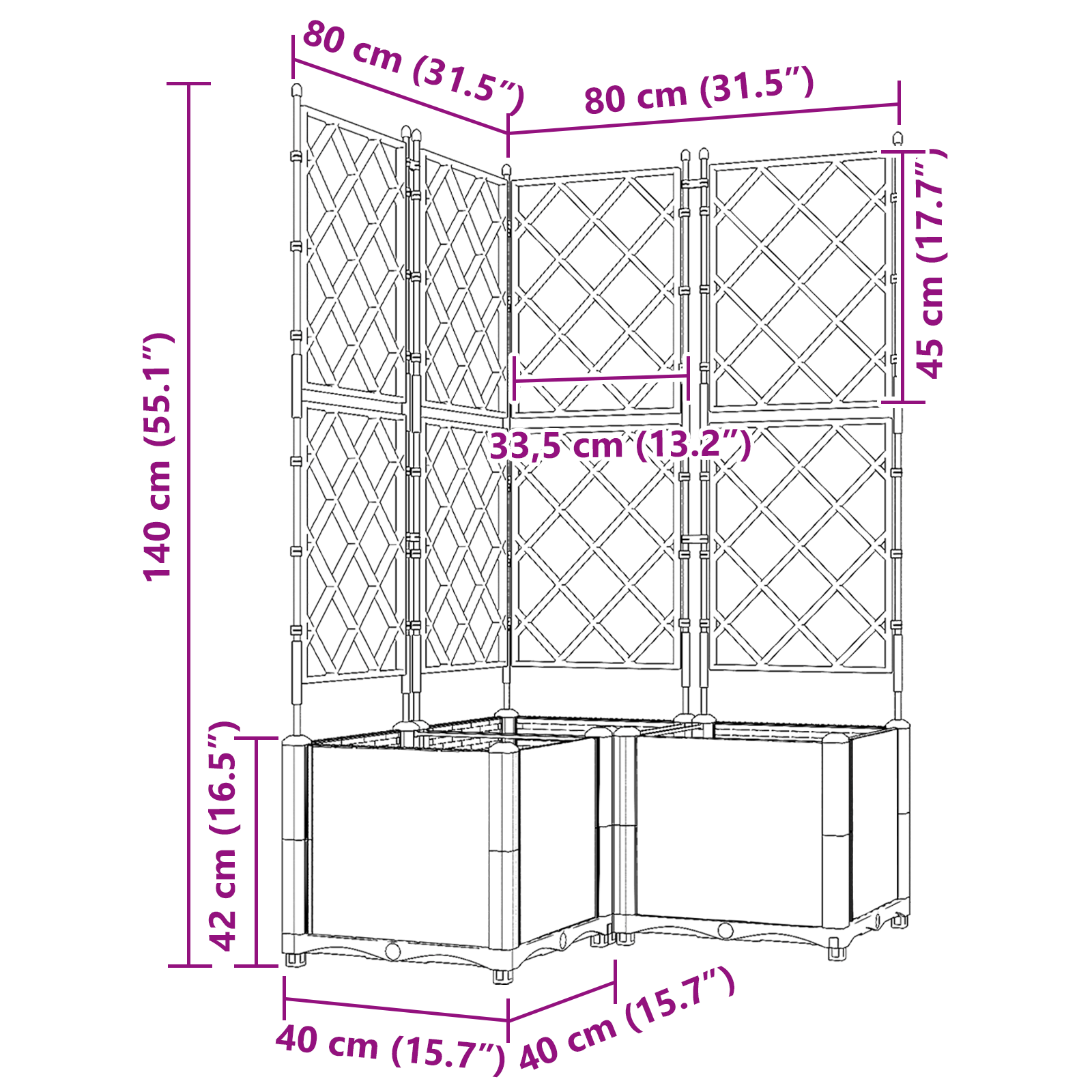 Garden Planter with Trellis 3 pcs White 80x80x143 cm - Image 7