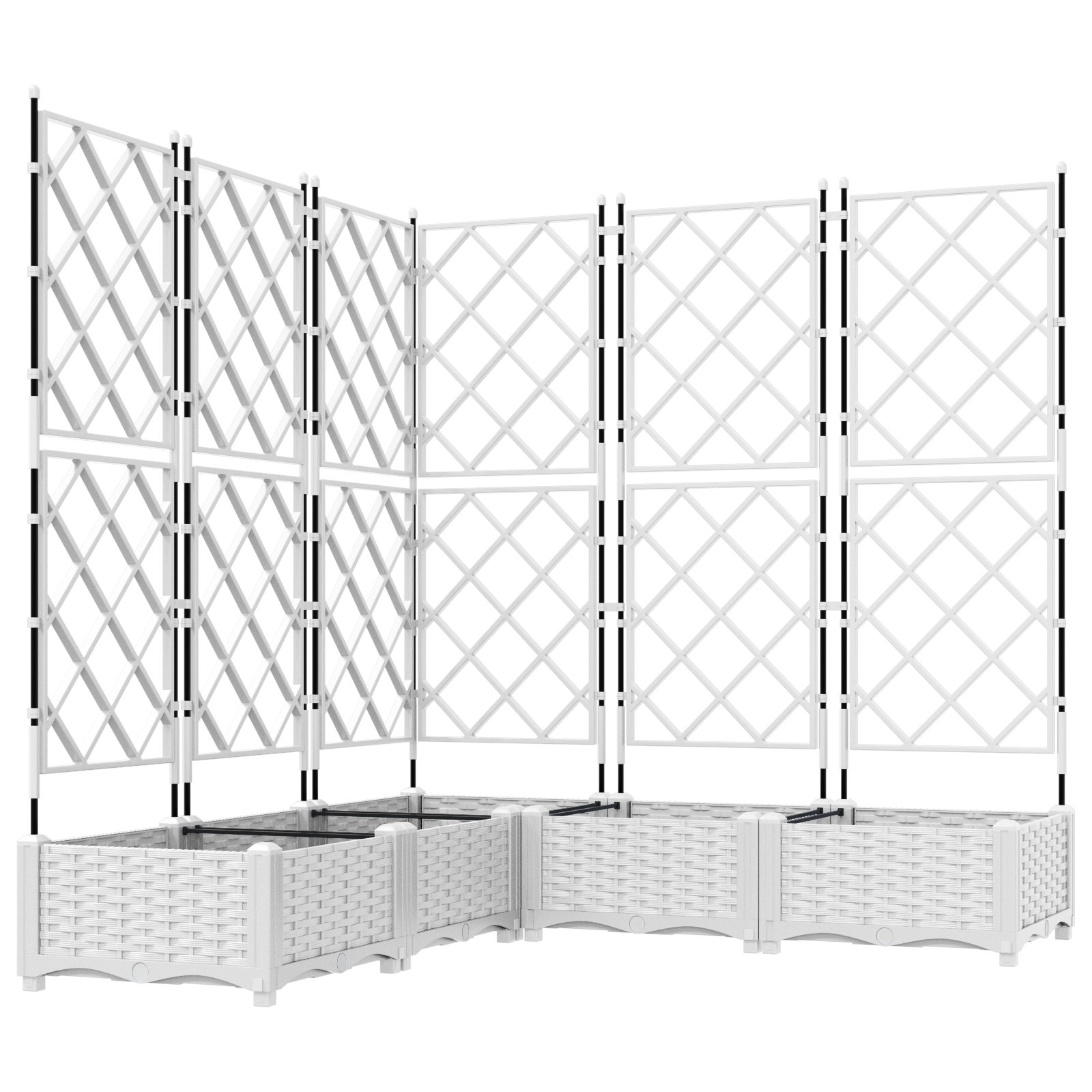 Garden Planter with Trellis 5 pcs White 120x120x125.5 cm - Image 2