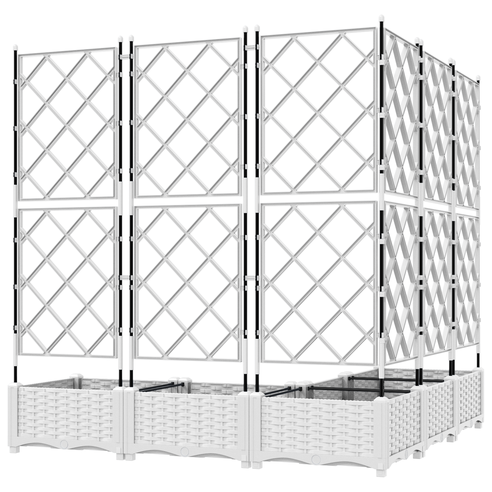 Garden Planter with Trellis 5 pcs White 120x120x125.5 cm - Image 6