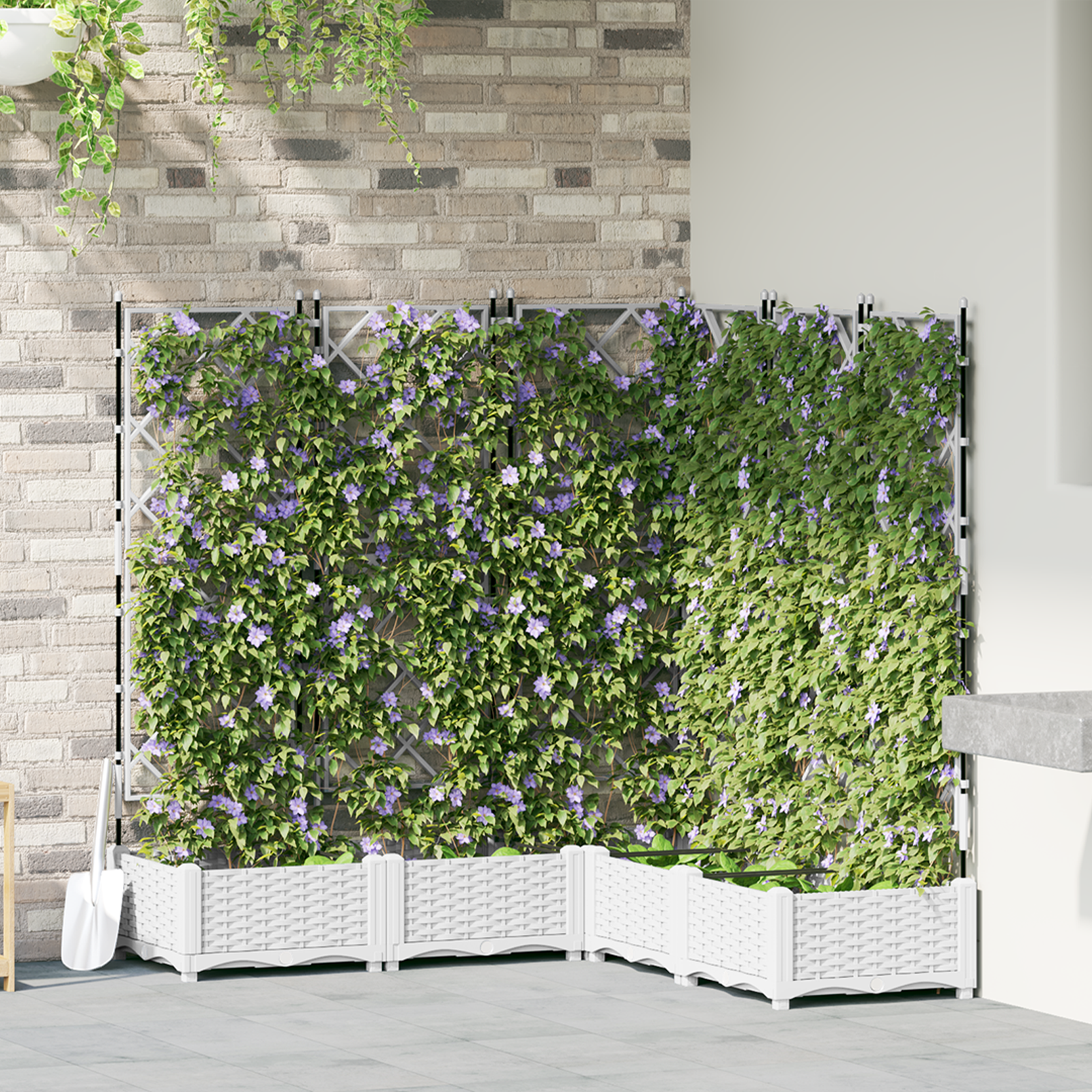 Tuin Plantenbak met Trellis 5 stuks Wit 120x120x125.5 cm