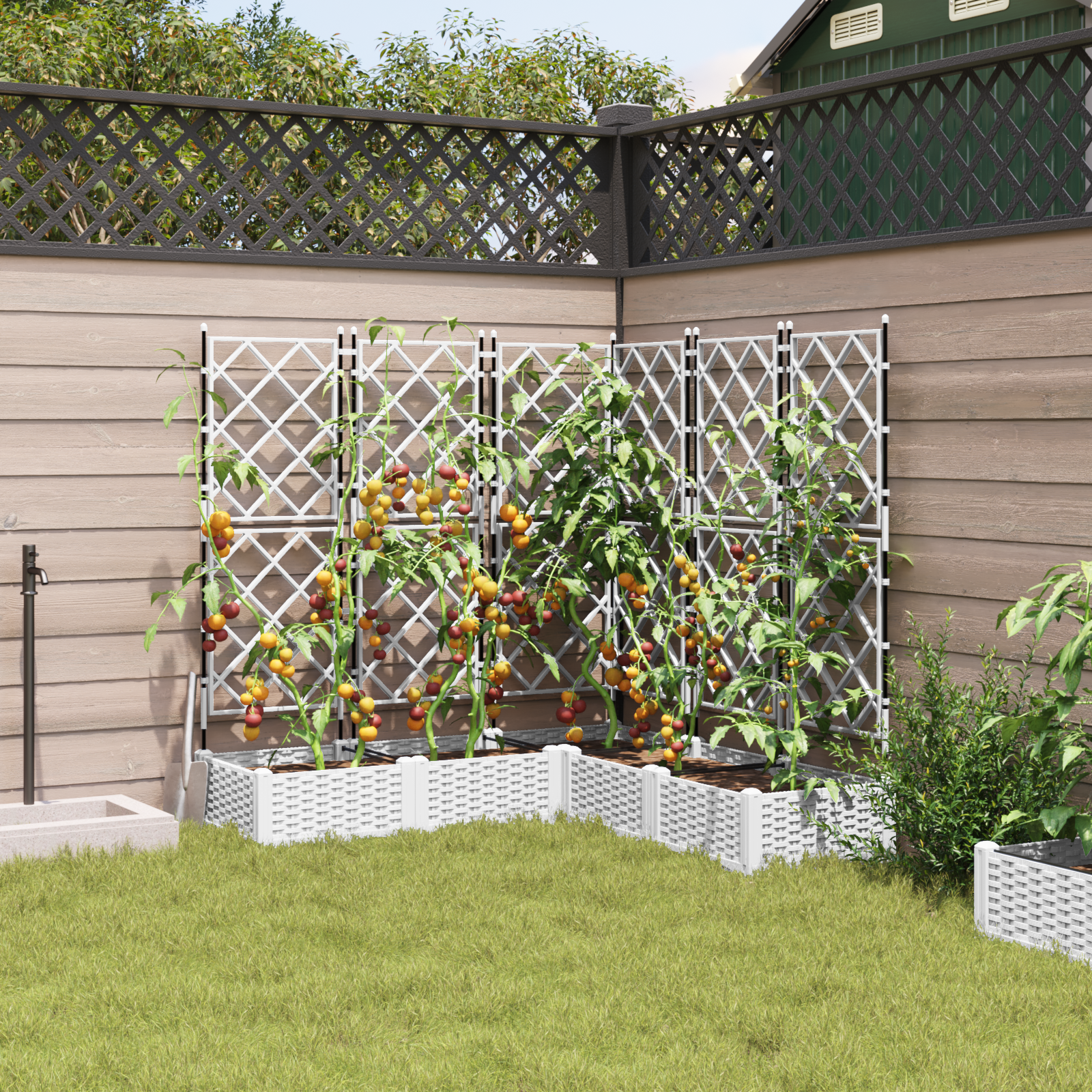 Garden Planter with Trellis 5 pcs White 120x120x125.5 cm - Image 3